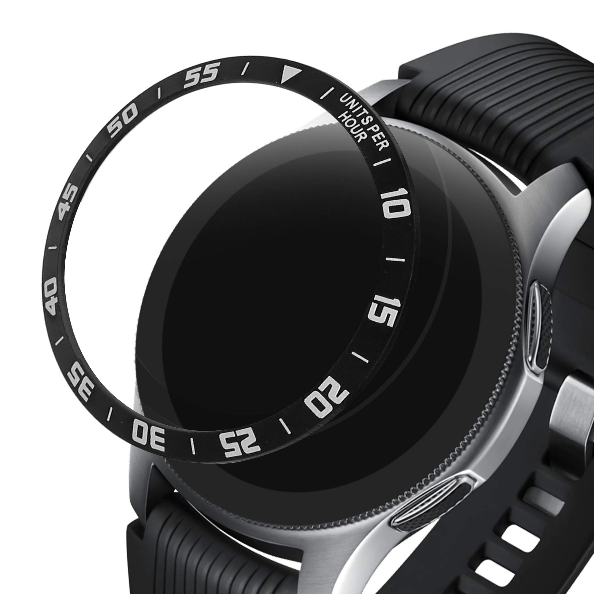 Aluminum Bezel Ring for Samsung Galaxy Watch 46mm & Gear S3 - Black/Silver - Smartwatch Protection for Outdoor Sports