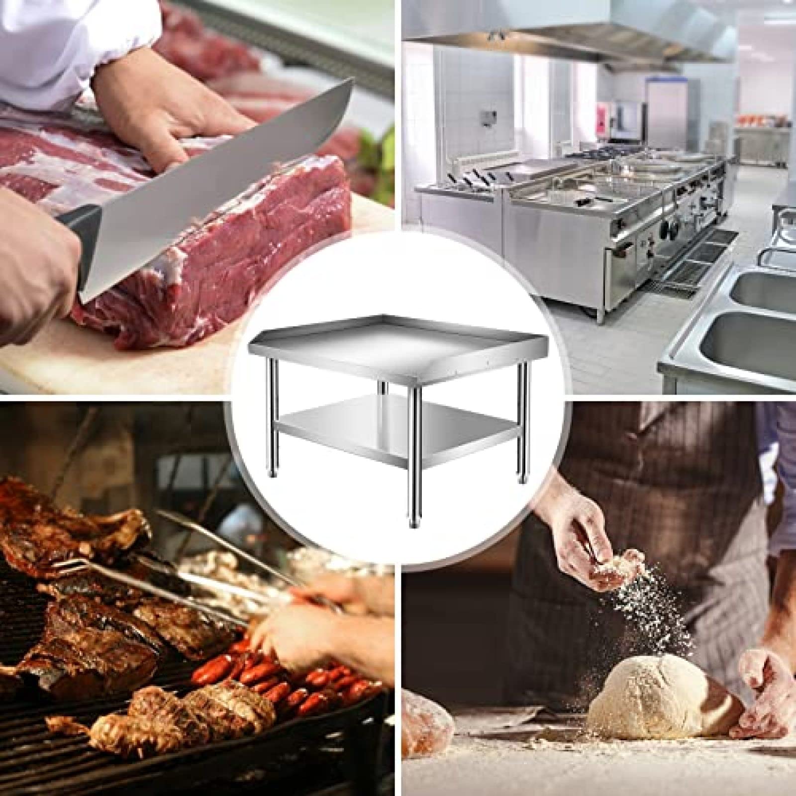 Premium Stainless Steel Grill Stand with Storage Shelf - Heavy Duty NSF Certified 28x24x24 Outdoor Cooking Prep Table for BBQ, Camping & Backyard Parties