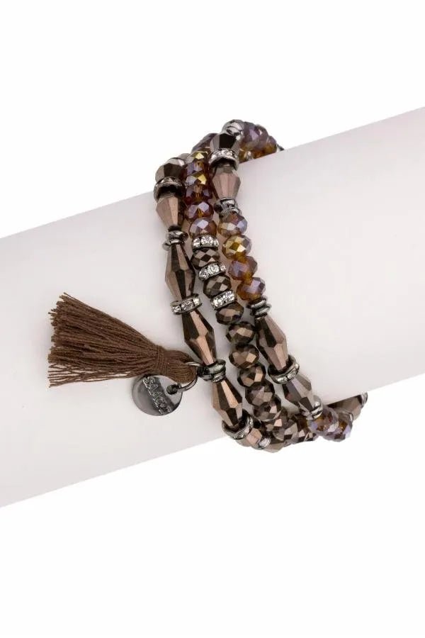 Elegant Crystal Beaded Tassel Bracelet Set for Women - Boho Chic Handmade Jewelry Gift - Perfect for Parties, Weddings & Everyday Wear