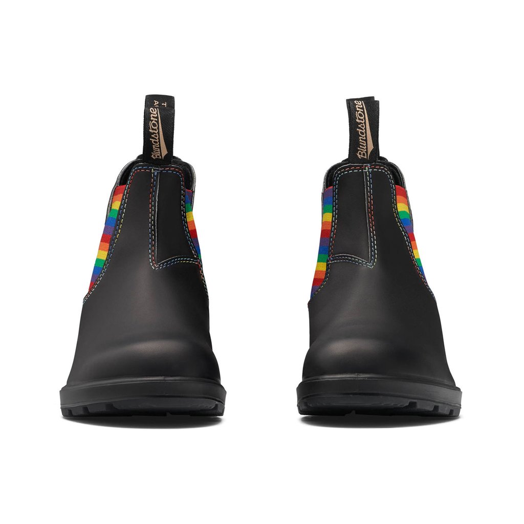 Blundstone 2105 Original Chelsea Boots - Black Leather with Rainbow Elastic & Contrast Stitching - Comfortable Slip-On Boots for Men & Women - Perfect for Work, Outdoor & Casual Wear