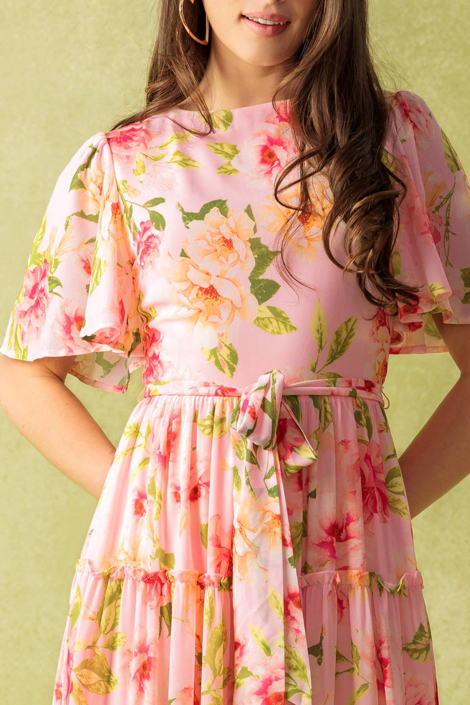 Elegant Pink Floral Maxi Dress for Women - Romantic Carriage Ride Inspired Long Dress - Perfect for Weddings, Dates & Summer Vacations