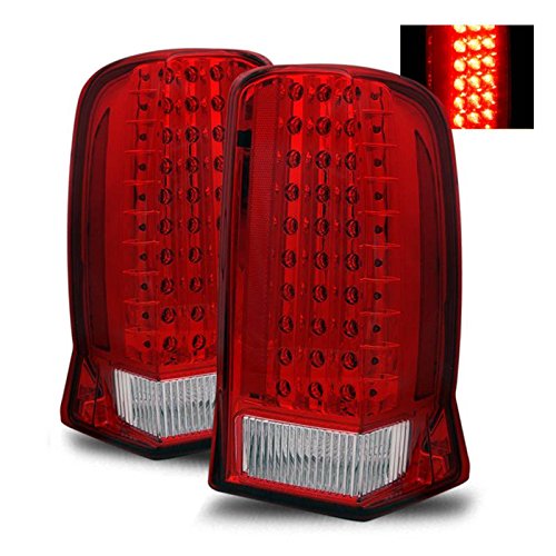 Red & Clear LED Tail Lights Assembly Set for Cadillac Escalade - Left Driver & Right Passenger Side Replacement Lamps | Enhanced Visibility & Style for Night Driving & Car Customization