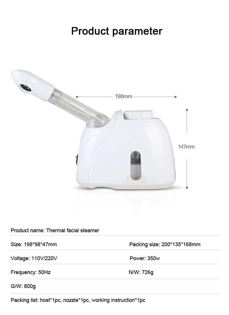 EzLife Professional Facial Steamer for Women & Men - Portable Home Spa Steamer with Adjustable Mist - Perfect for Skincare, Relaxation & Beauty Treatments (White) | At-Home Spa Day, Skincare Routine & Facial Hydration