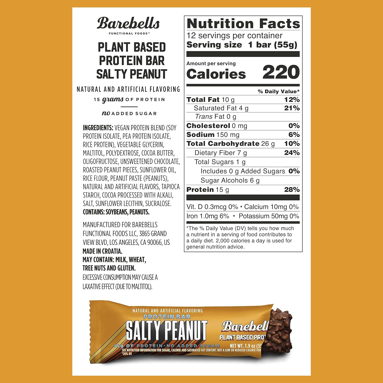 Barebells Vegan Protein Bar - 12 Pack (55g Each) | High Protein, Plant-Based Snack for Fitness, Energy & On-the-Go Nutrition