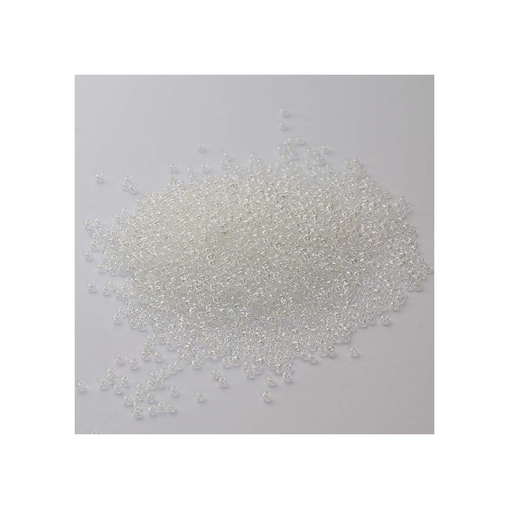 2mm Round Uniform Glass Seed Beads - 12/0 Size, Transparent Pearl (10,000pcs/110g per Box) for DIY Jewelry Making, Bracelets, Necklaces & Craft Projects - Perfect for Beading, Embroidery & Home Decor