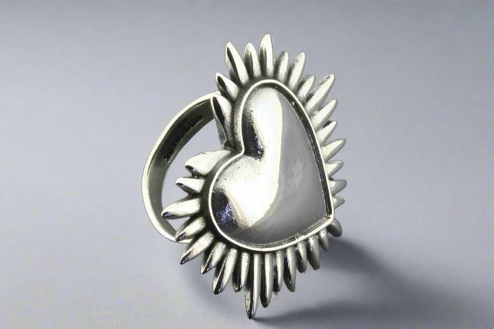 Sterling Silver Adjustable Full Heart Ring - Perfect for Valentine's Day Gifts, Anniversary Presents & Romantic Occasions