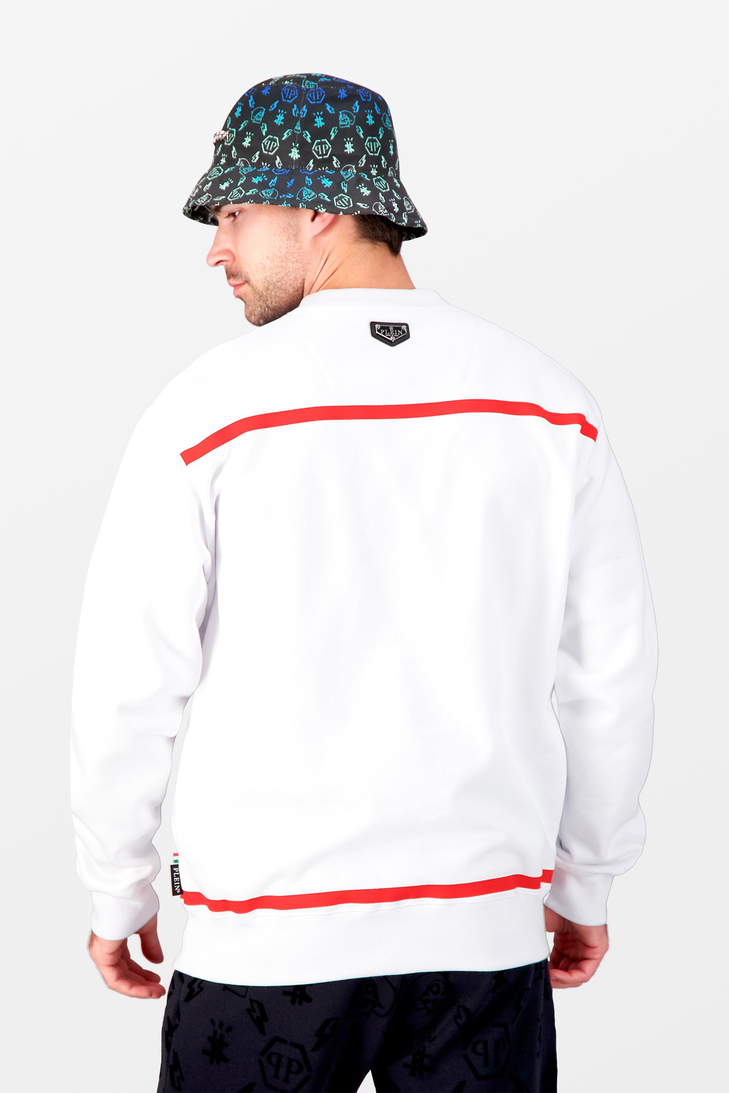 Philipp Plein White Long Sleeve Lucky One Print Sweatshirt for Men - Trendy Graphic Hoodie for Casual Wear & Street Style Outfits