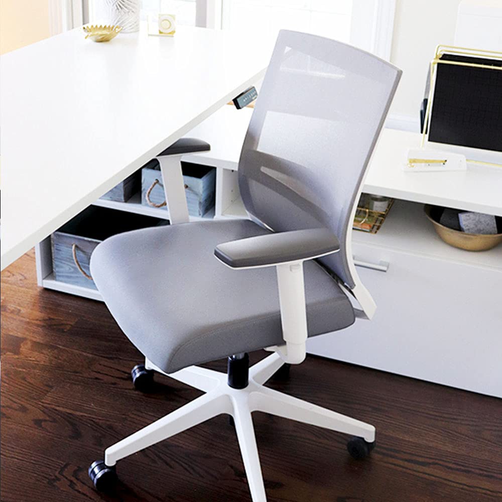 Compel Derby Mid Back Adjustable Ergonomic Mesh Office Chair with Seat Slider - Breathable Computer Task Chair for Home & Office Workspace - White