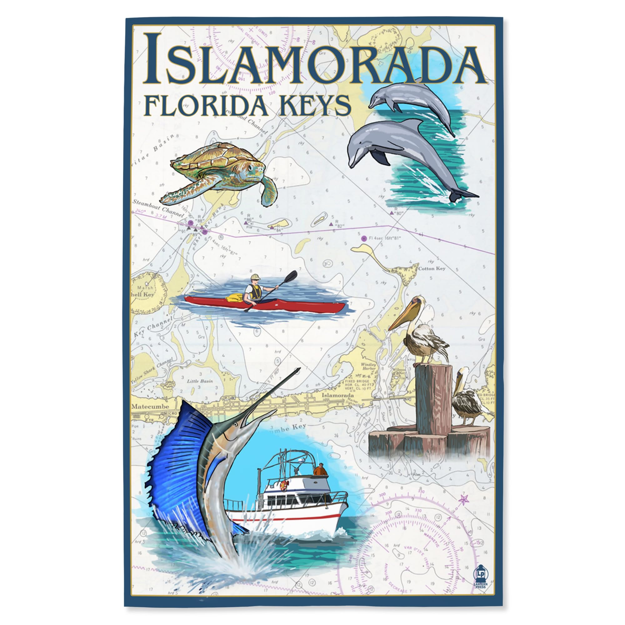 Lantern Press 16x24 Inch Giclee Print - Islamorada Florida Keys Nautical Chart Wall Art | Coastal Decor for Living Room, Office & Beach House