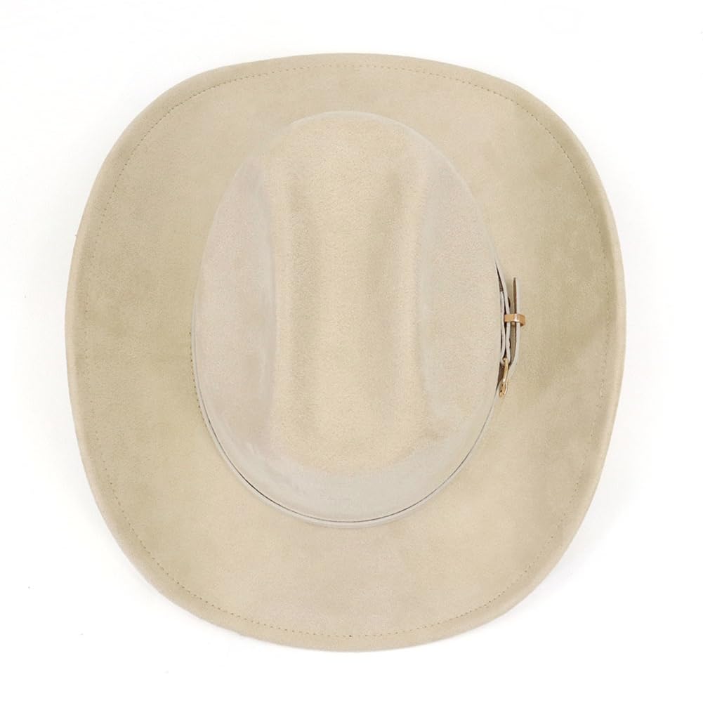 **Western Cowboy Hat for Men & Women - Wide Brim Felt Fedora Hat with Buckle Belt - Stylish Cowgirl Hat for Rodeo, Country Music Festivals & Outdoor Adventures**