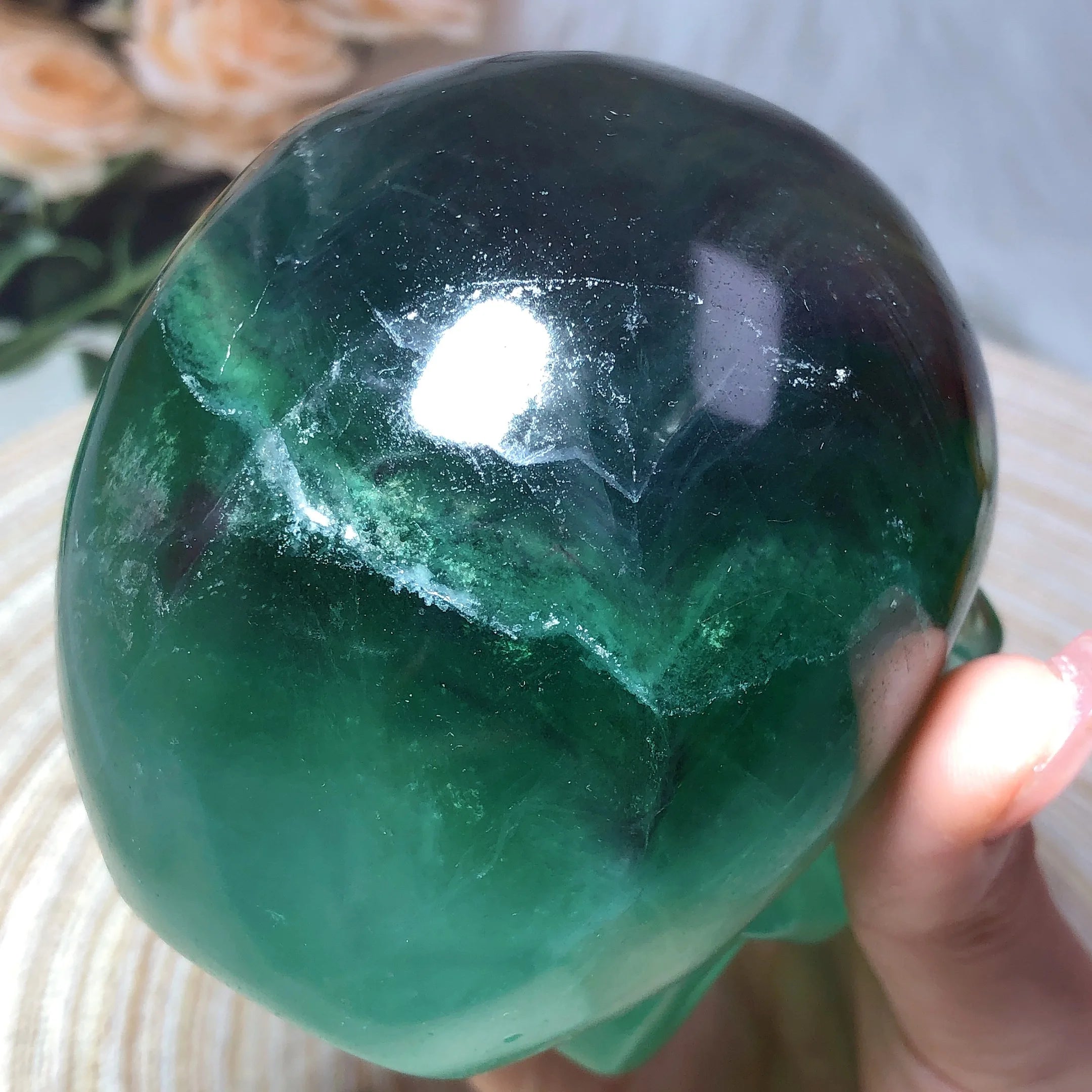 Natural Blue Fluorite Crystal Skull Carving - High Quality Healing Stone for Meditation, Spiritual Healing & Home Decor | Perfect Gift for Crystal Lovers & Energy Workers
