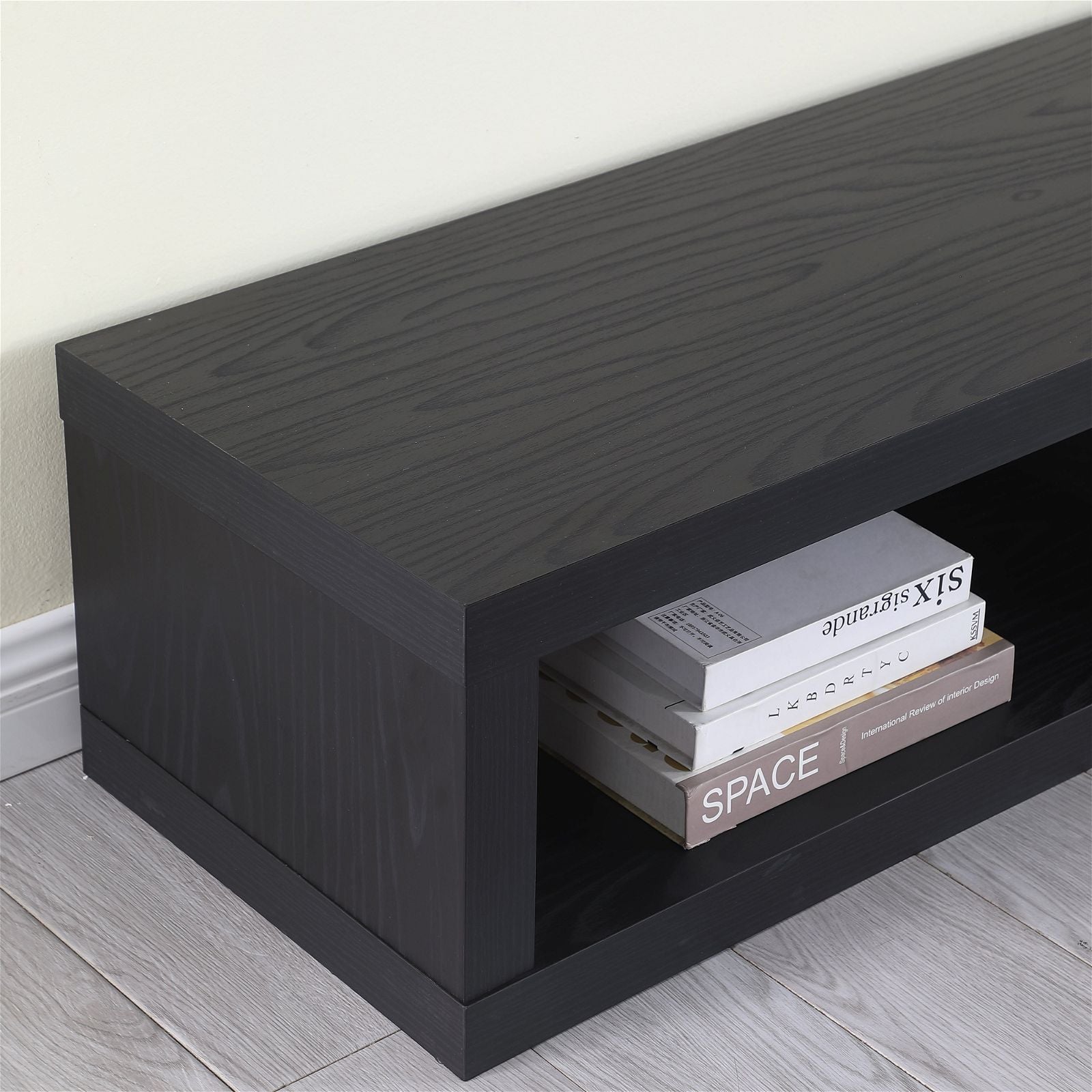 Criterion Durham Extendable TV Stand 260cm - Modern Lowline TV Unit in Black Oak for Living Room & Home Theater Setup