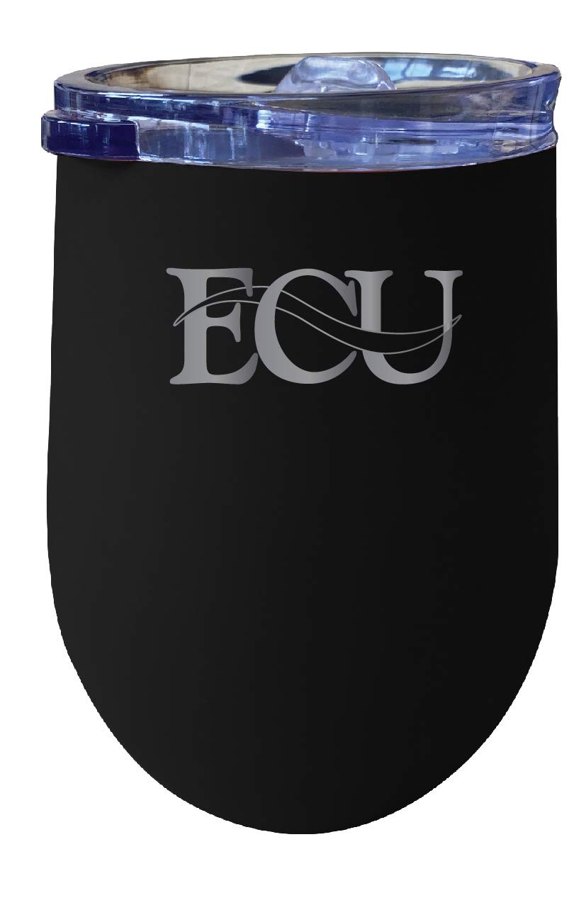 Officially Licensed East Central University Tigers 12oz Insulated Stainless Steel Wine Tumblers 2-Pack - Black Etched Design, Perfect for Game Day, Tailgating & College Gifts
