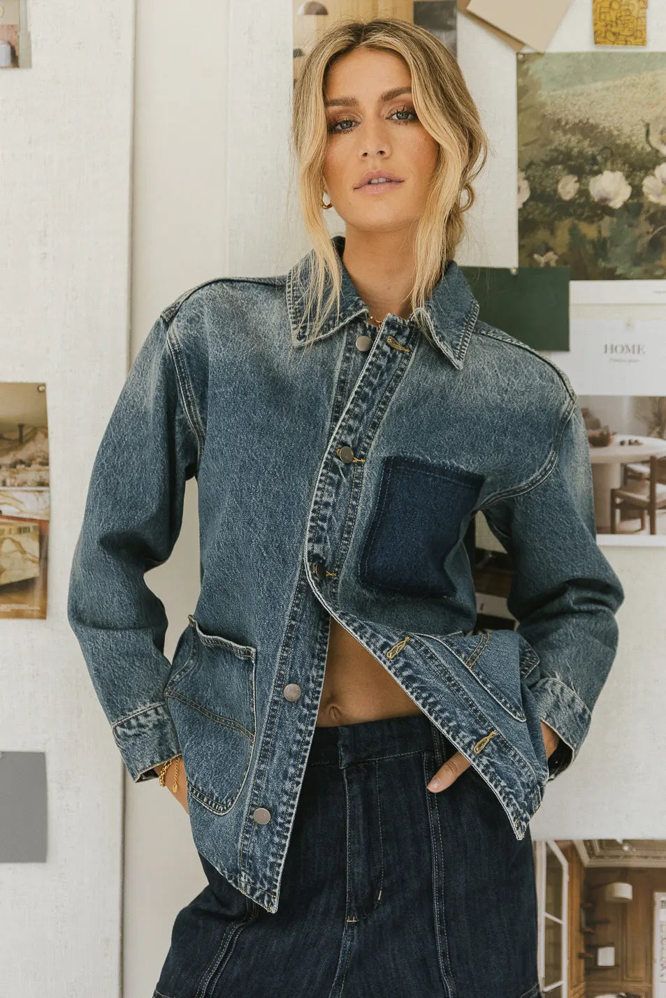Isabel Denim Jacket for Women - Vintage Distressed Denim Jacket with Button Front & Classic Fit - Perfect for Casual Outfits, Layering, and Fall Fashion