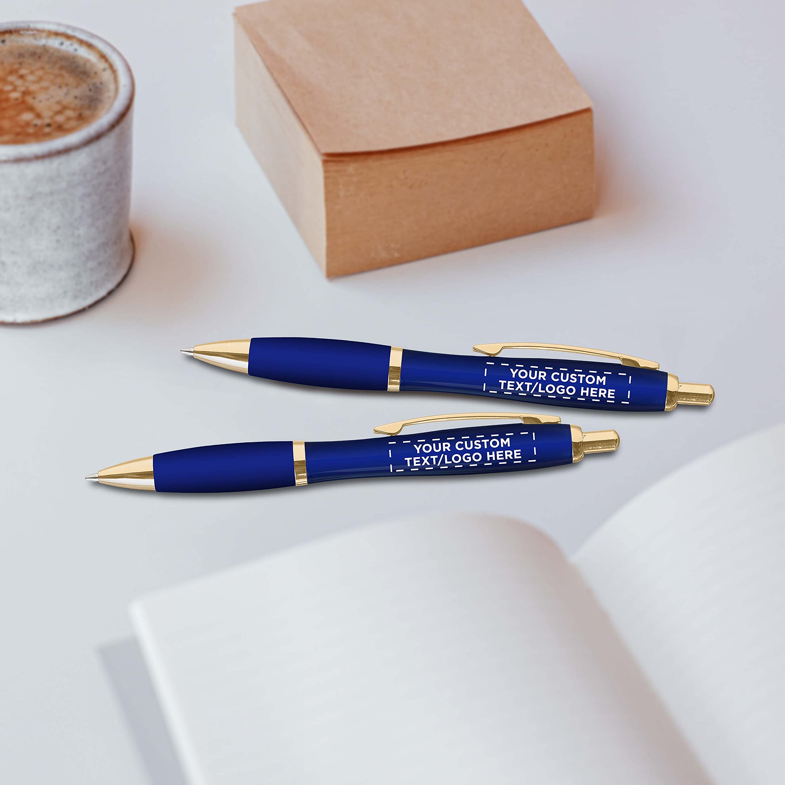 100 Pack Langley Premium Metal Pens - Custom Engraved Text & Logo - Executive Comfort Grip - Smooth Black Ink - Ideal for Corporate Gifts, Business Meetings & Office Use