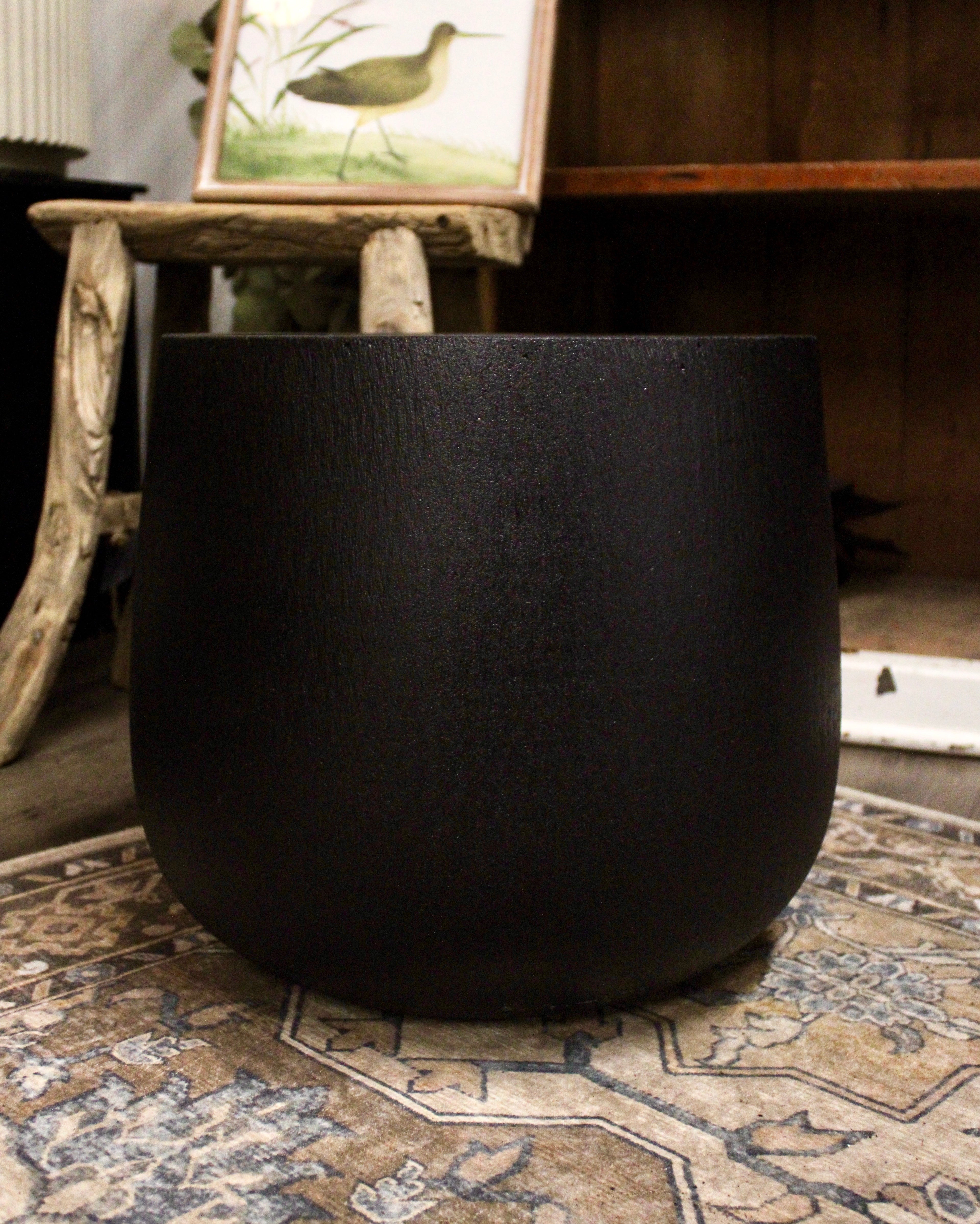 Large Black Ficonstone Pot - Durable Stoneware Planter for Indoor & Outdoor Plants - Perfect for Home Decor, Garden, and Patio