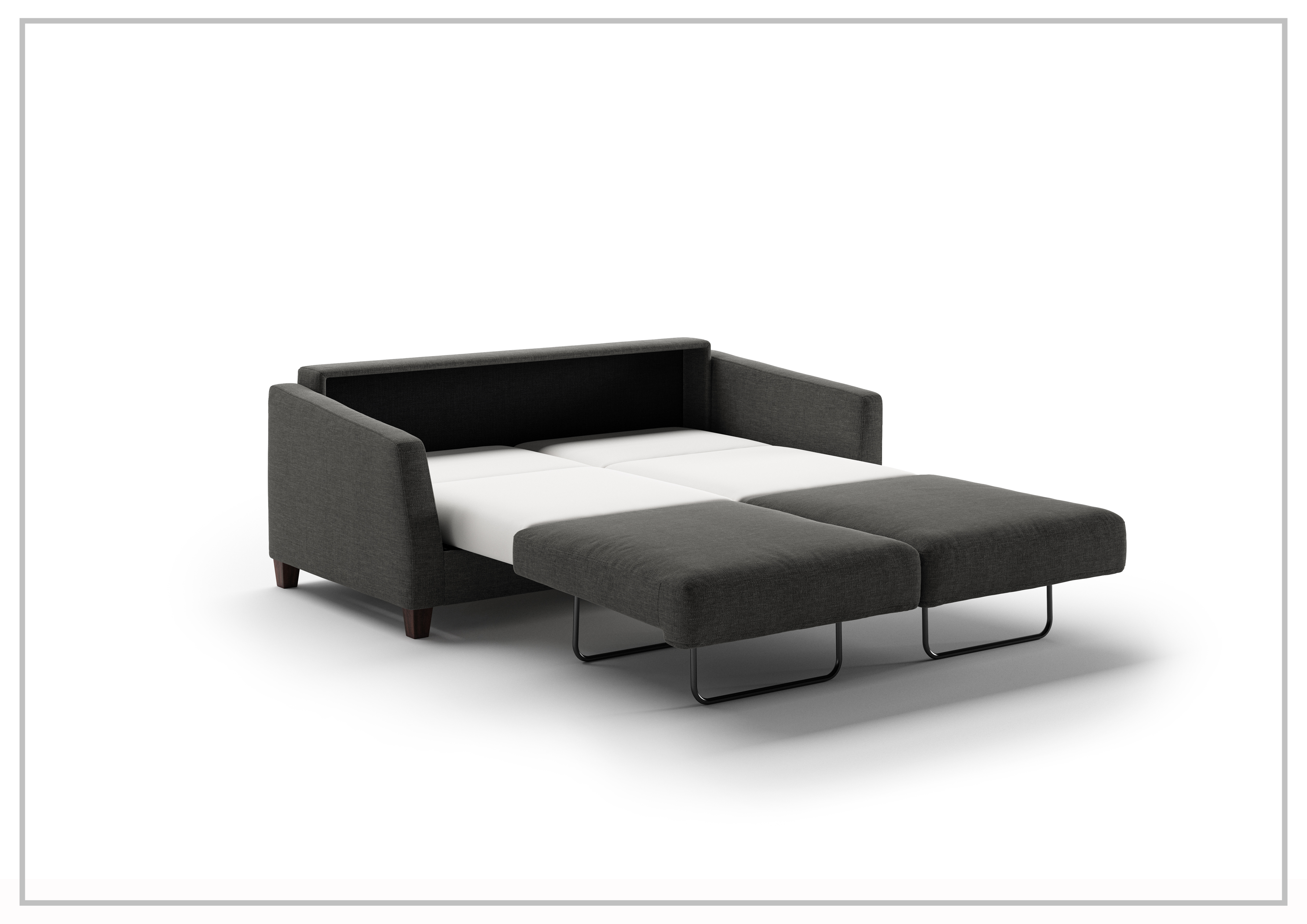 Luonto Monika Fabric Queen Sleeper Sofa with Wood or Chrome Legs - Convertible Sofa Bed for Small Spaces, Guest Rooms & Apartments