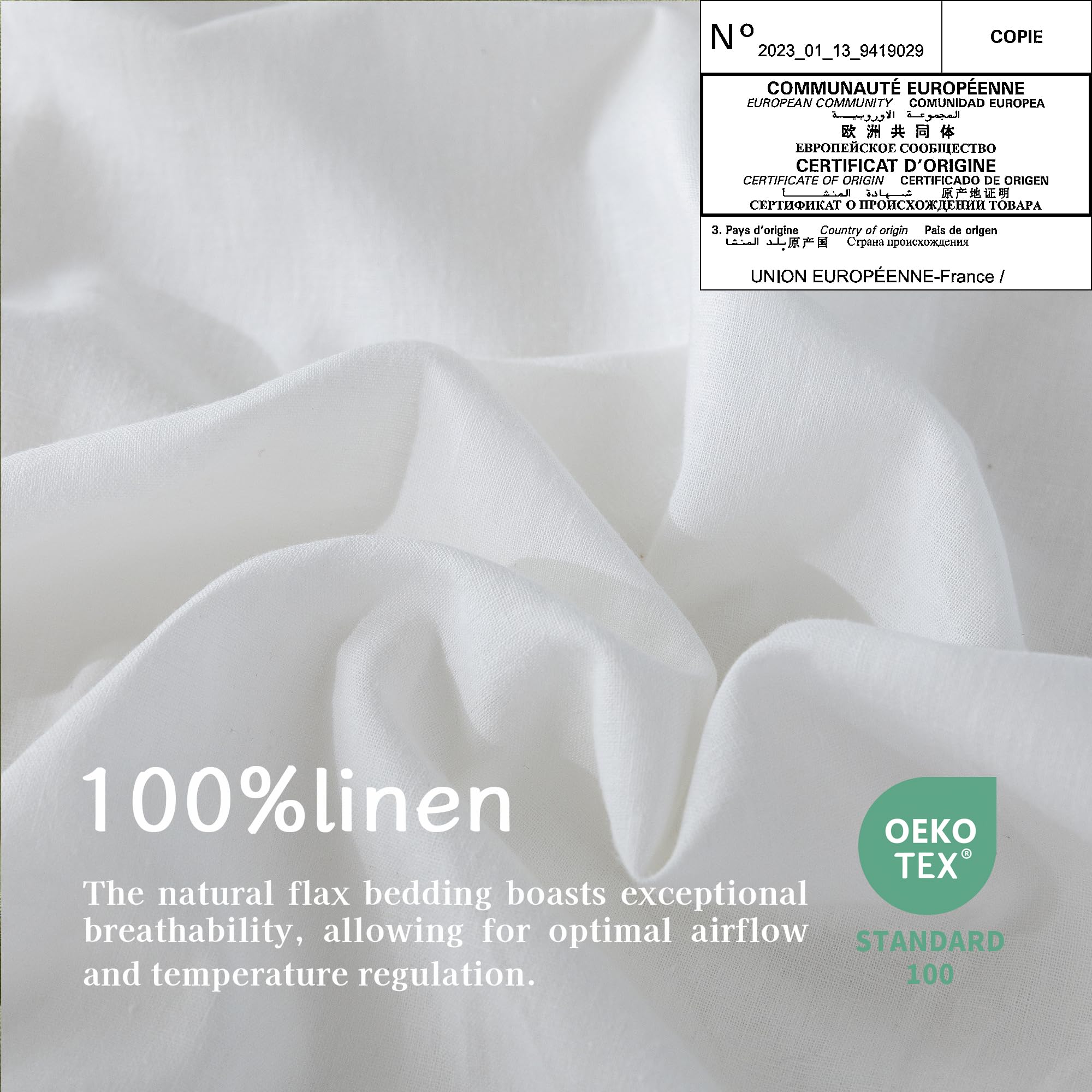 Premium 100% French Pure Linen Sheets Set Twin Size - 3 Piece Stonewashed Bedding (Flat Sheet, Fitted Sheet, Pillowcase) for Hot Sleepers - Breathable Deep Pocket Natural White Linen - Perfect for Summer Nights & Allergy Relief