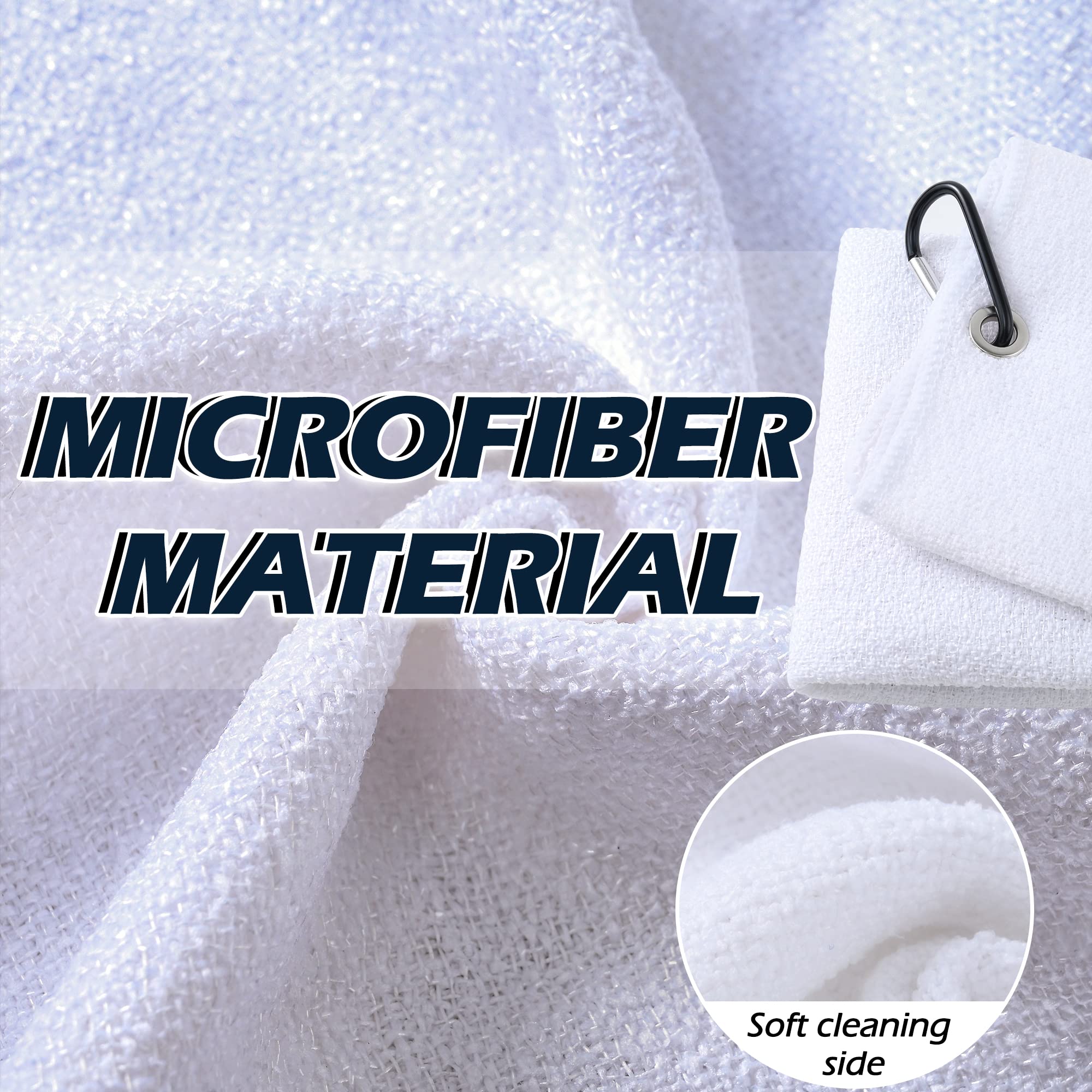 Tri-fold Golf Towel with Dirt Scrub & Soft Side - Club & Ball Cleaning - for Golfers
