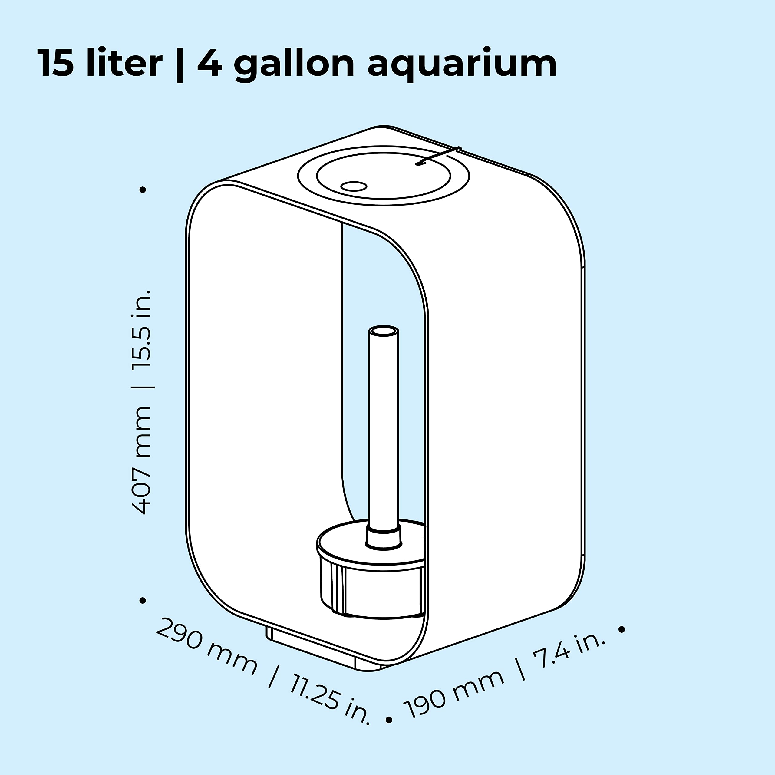 biOrb Life 15 Acrylic 4-Gallon Aquarium with White LED Lights - Modern Compact Fish Tank for Tabletop or Desktop Display - Perfect for Home, Office, or Small Space Decor - White