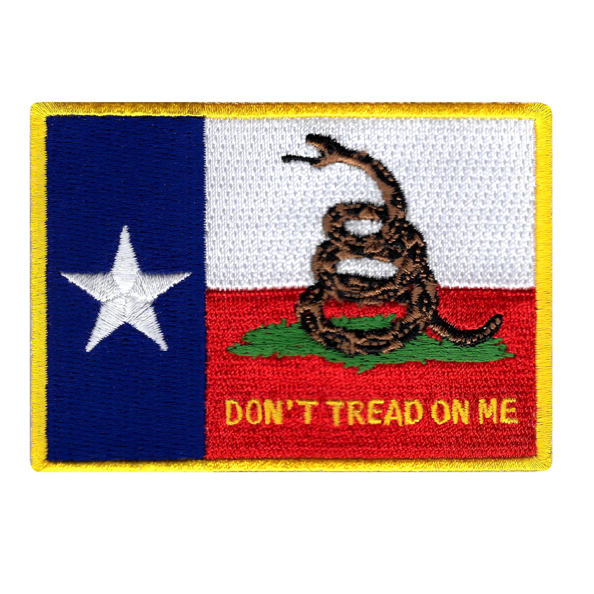 Texas Gadsden Flag Embroidered Patch - Iron-On Lone Star State Patriotic Badge for Jackets, Hats & Bags - Perfect for Texas Pride, Military & Biker Gear