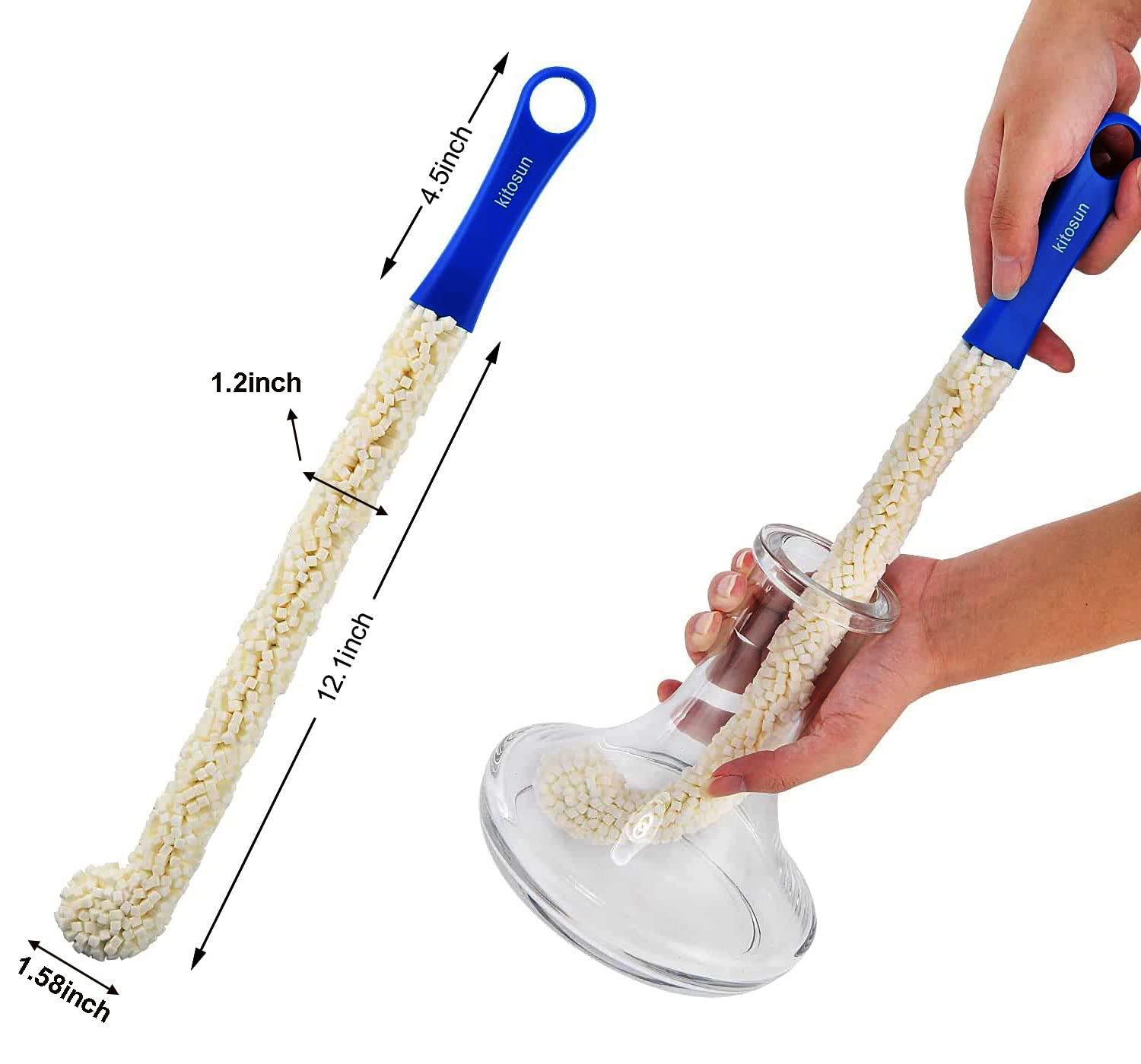 2-Pack Long Bendable Foam Decanter Cleaning Brushes - 17