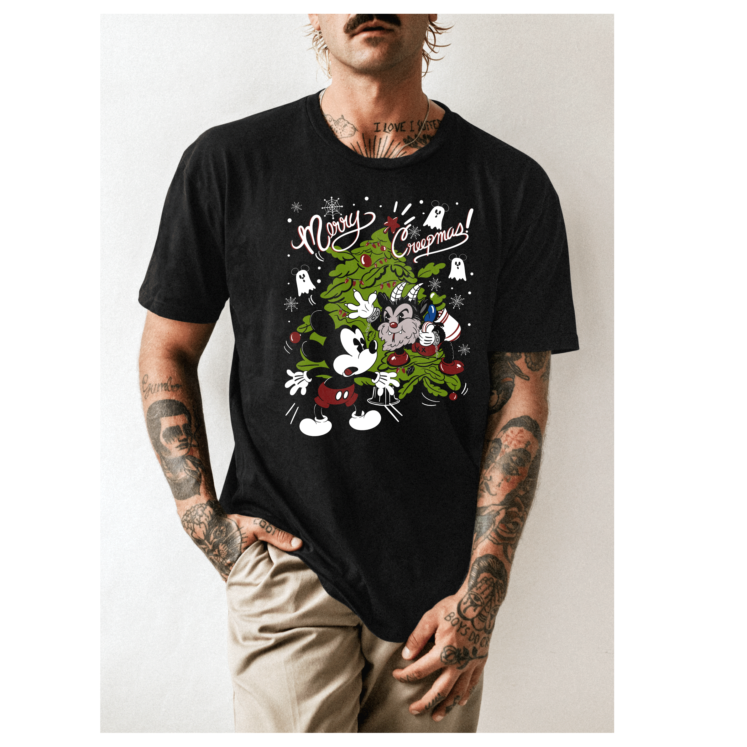 Krampus Creepmas T-Shirt & Sweatshirt - Funny Christmas Horror Holiday Apparel for Costume Parties & Ugly Sweater Contests