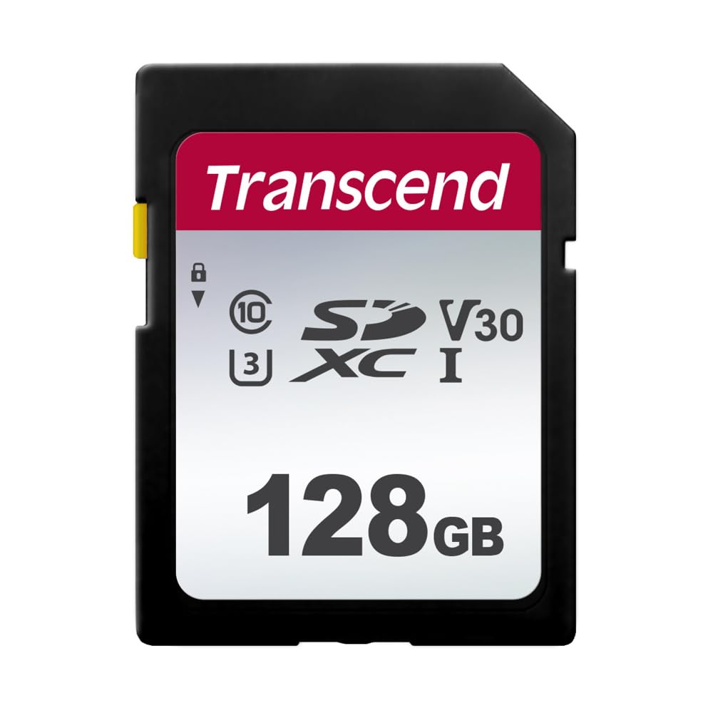 Transcend 128GB SDXC 300S UHS-I Memory Card - C10, U3, V30, 95MB/s Read, 40MB/s Write - 4K & Full HD Compatible - Perfect for Digital Cameras, DSLRs, Drones & Action Cameras - High-Speed Performance for Photography & Videography