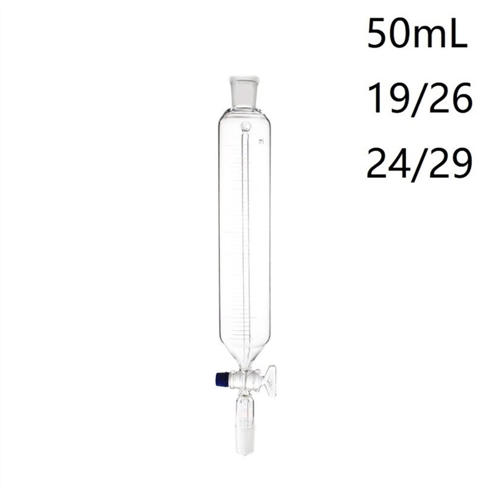 50ml Pressure Equalizing Dropping Funnel with Graduation - 19/26 & 24/29 Joints, High Temperature Resistant Borosilicate Glass Lab Funnel for Chemistry Experiments, Essential for Precise Liquid Transfer in Laboratories (Pack of 1)