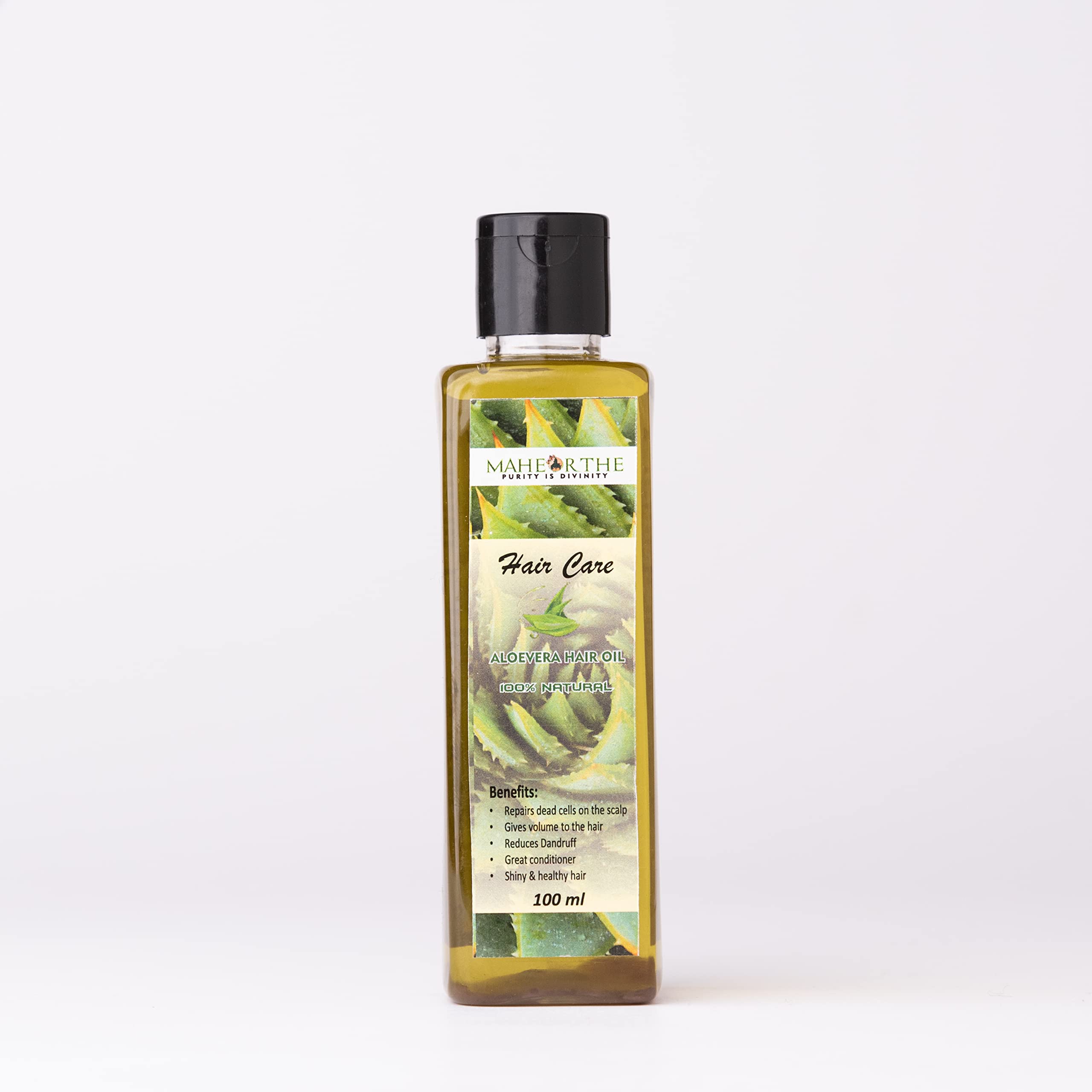 MaheOrthe Aloe Vera Hair Oil for Shiny, Long & Strong Hair - Reduces Dandruff & Promotes Growth | 100ml Natural Hair Treatment for Dry, Damaged Hair - Perfect for Daily Use & Scalp Care
