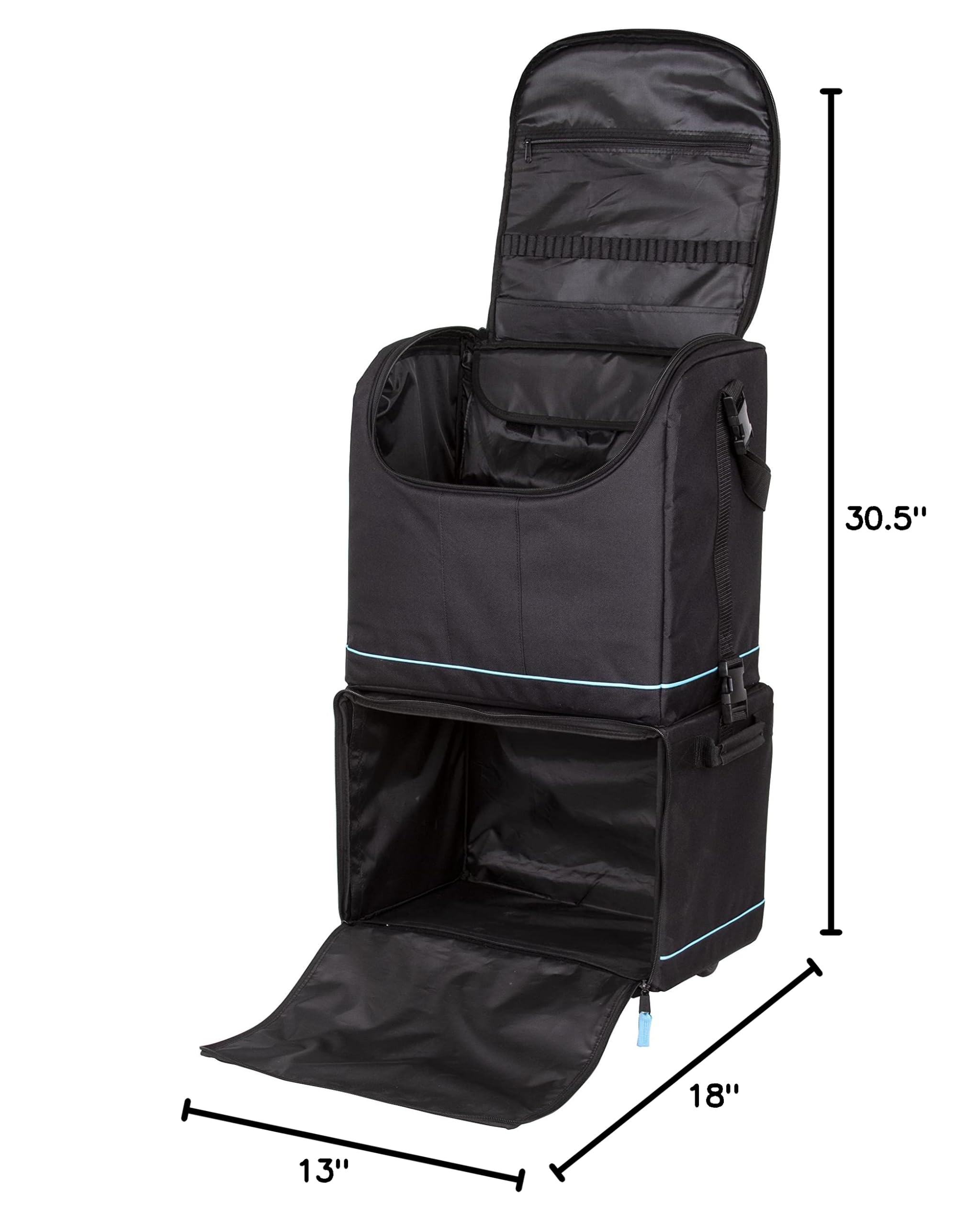 ArtBin 6922SP Rolling Portable Art & Craft Storage Organizer Bag with Wheels - Black/Aqua | Sewing Machine Carrier, Craft Supplies Organizer for Artists & DIY Projects