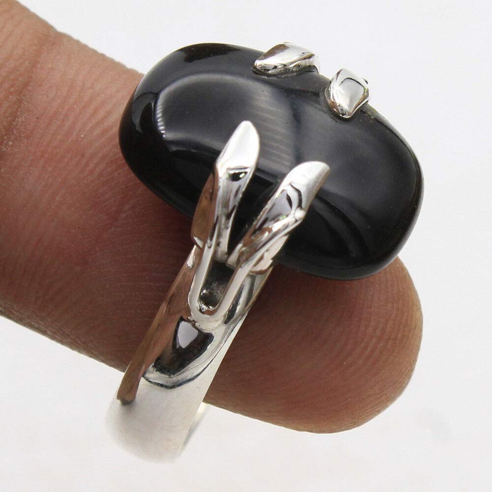 Black Onyx 925 Sterling Silver Rings for Women | Elegant Bridesmaid Jewelry | Cushion Cut Gemstone Statement Ring | Prong Set Handmade Wedding Band | Perfect for Bridal Parties, Anniversaries & Special Occasions