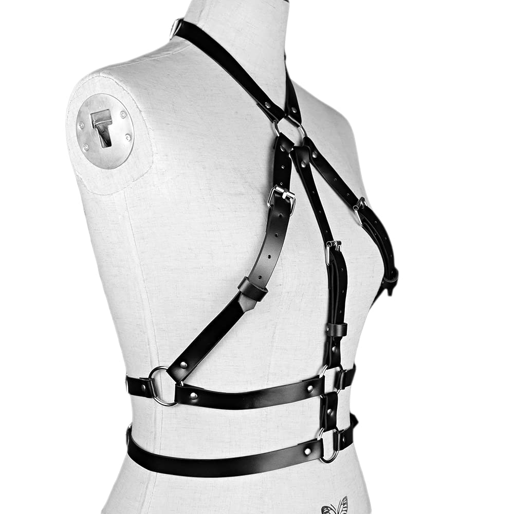 Stylish Punk Leather Body Chain - Adjustable Waist & Belly Chain for Women & Girls - Perfect for Rave, Nightclub & Party Accessories - Gothic Fashion Jewelry for Concerts & Festivals