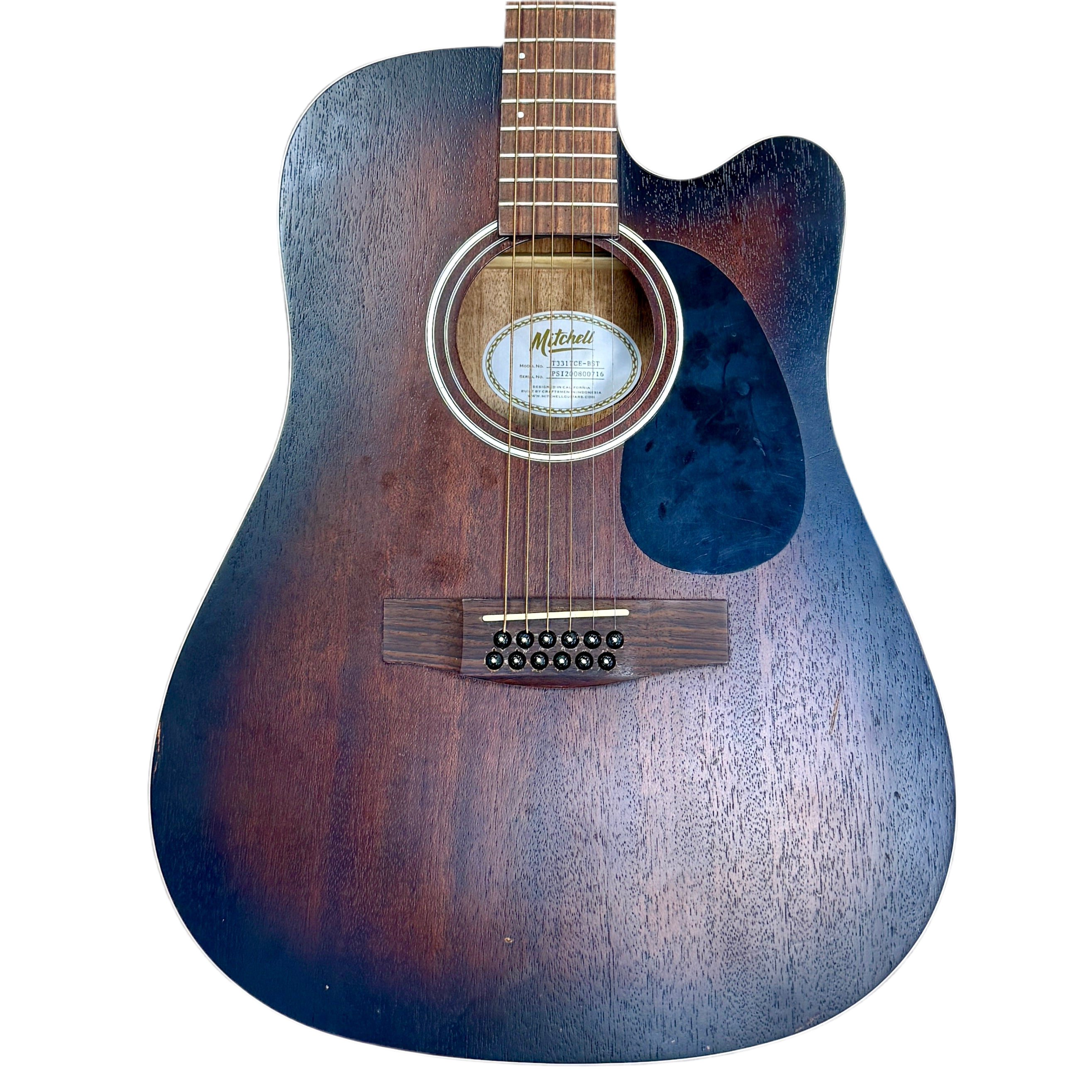 Mitchell T331 TCE BST Terra 12 String Acoustic Electric Guitar - Professional Grade for Live Performances & Studio Recording - Perfect for Musicians, Performers & Collectors