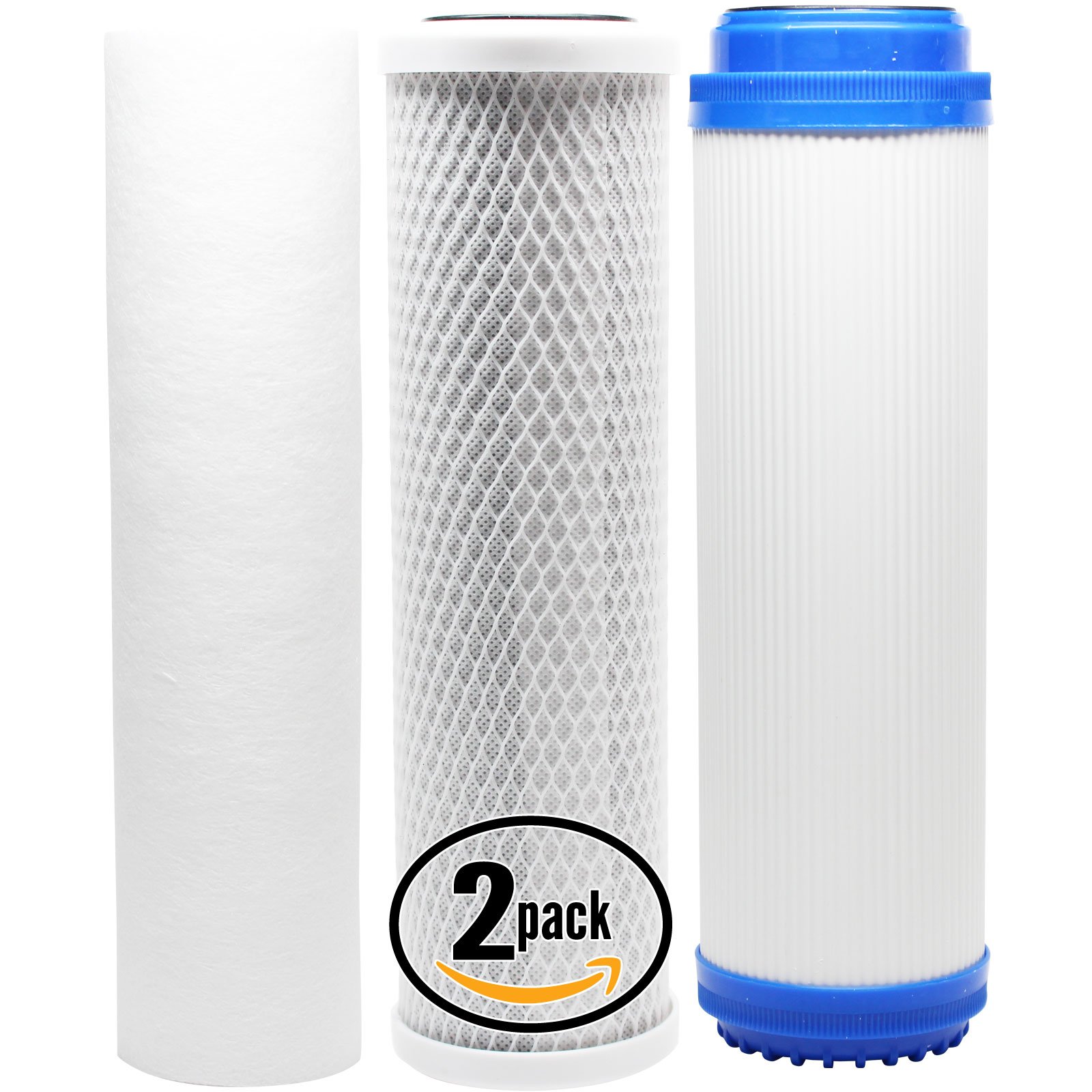 2-Pack Replacement Filter Kit for Pentek 150574 RO System - Carbon Block, PP Sediment & GAC Water Filters - Denali Pure Brand - Perfect for Home & Office Water Purification Systems