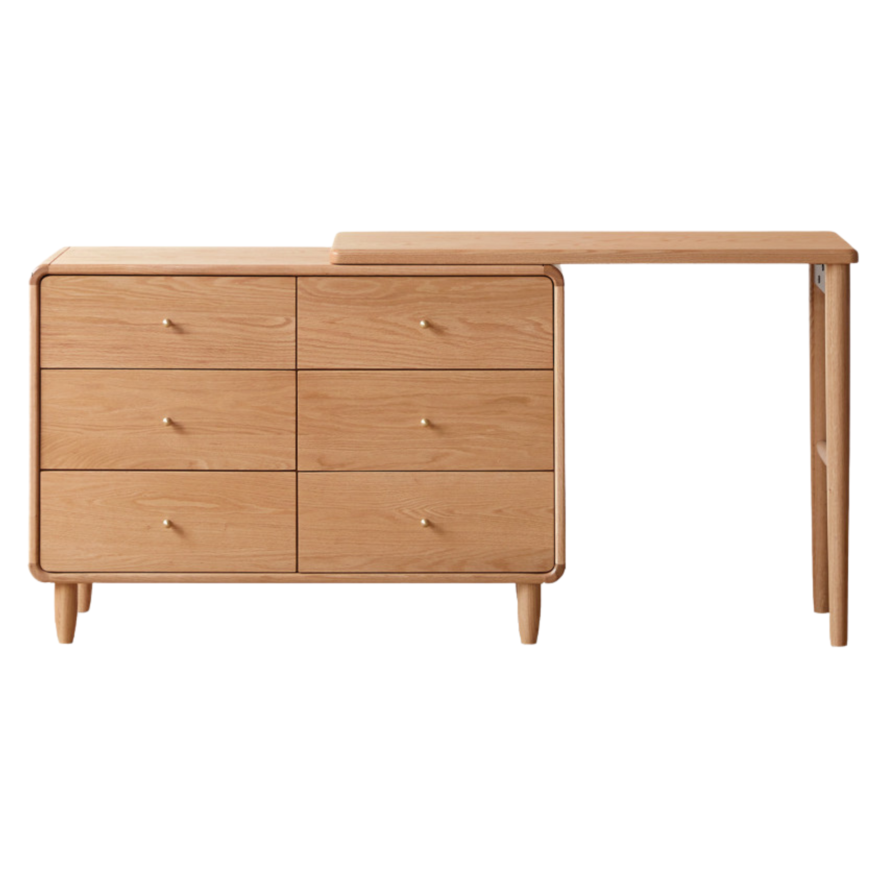 Solid Oak Retractable Vanity Dressing Table with Mirror - Perfect for Bedroom, Bathroom & Small Space Makeup Organization