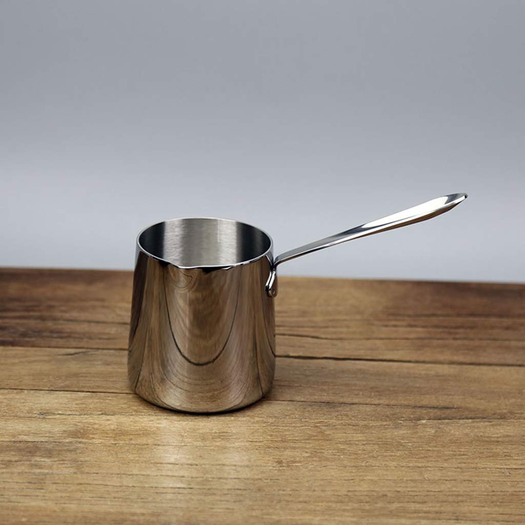 Premium 370ml Stainless Steel Turkish Coffee Pot - Long Handle Saucepan for Milk, Butter & Coffee Warmer - Ideal for Home, Camping & Gifts
