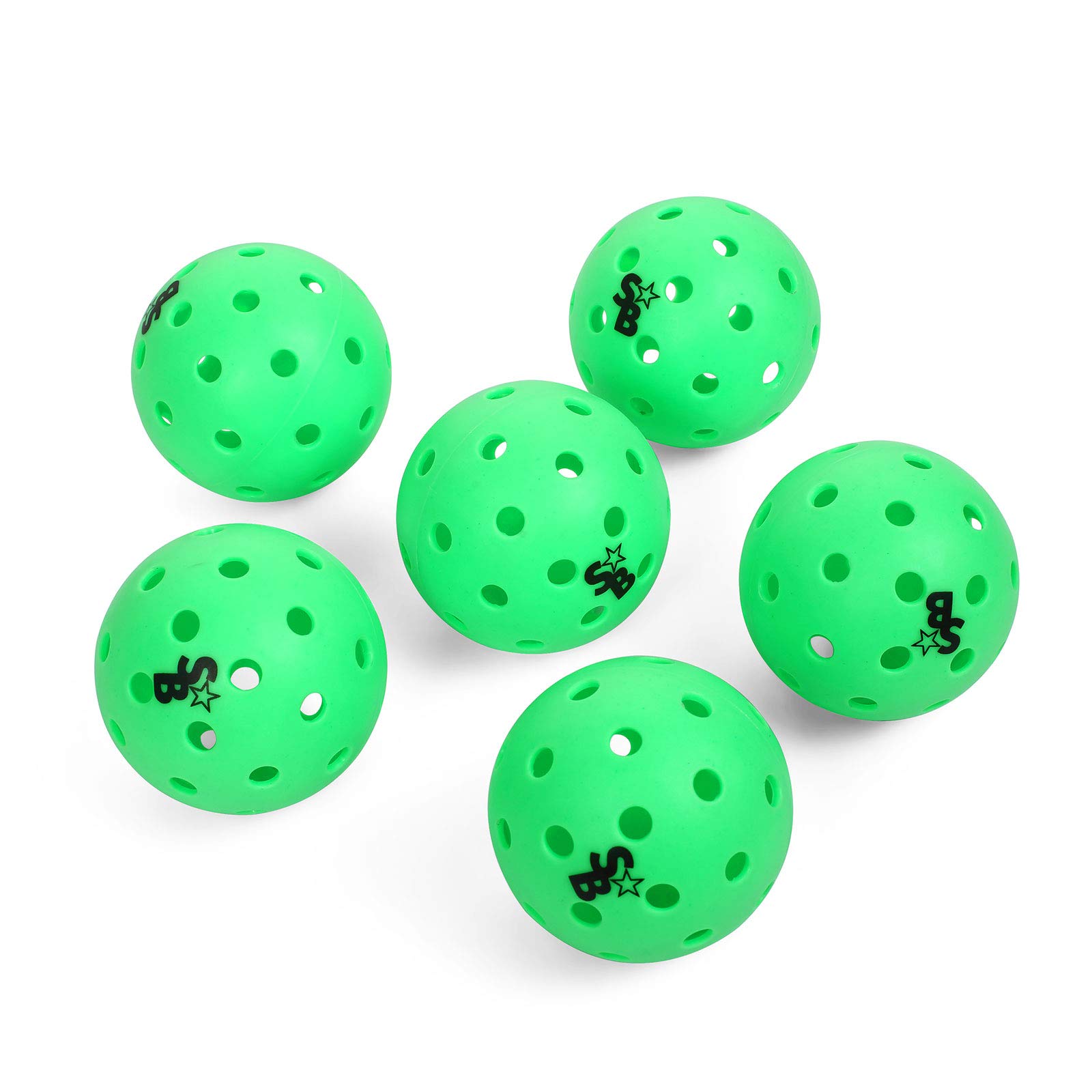 USAPA Approved SB Pickleball Balls 6 Pack - Professional Tournament Outdoor Balls with Supra-40 Holes | Neon Green Color | Hard Bounce for Competitive Play | Perfect for Backyard Games, Club Tournaments & Family Fun