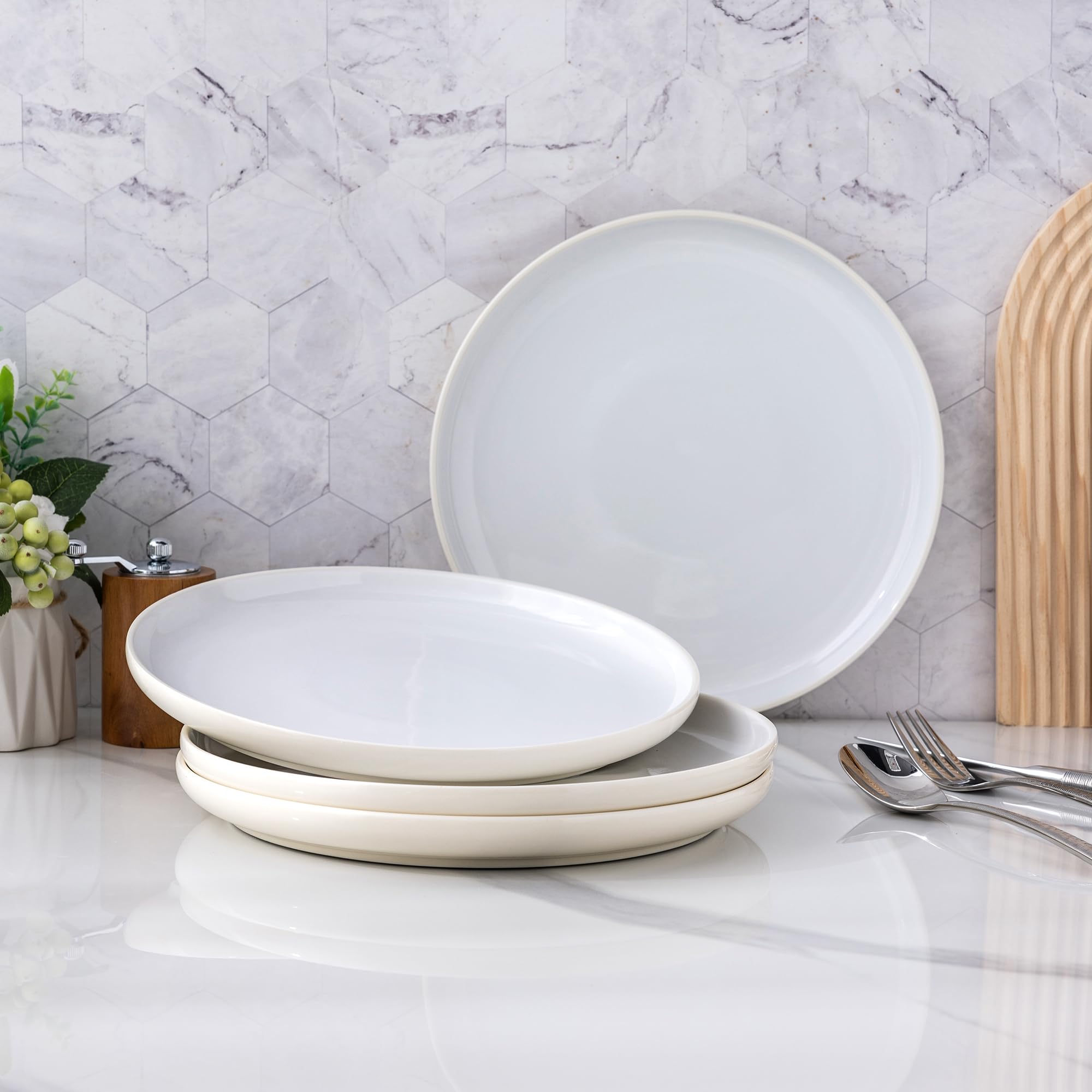 18-Piece White Ceramic Dinnerware Set for 6 - Scratch Resistant, Oven & Microwave Safe Plates & Bowls - Modern Dish Set for Family Dining, Entertaining & Everyday Use