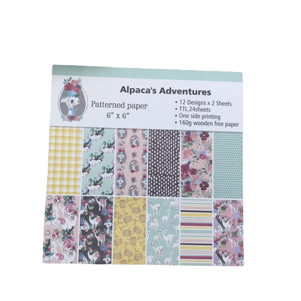XSMARTWORD 24 Sheets 6x6 Inch Alpacas Adventures Scrapbook Paper Pack - Handmade Craft Paper for Card Making, Journaling, DIY Projects & Scrapbooking Backgrounds