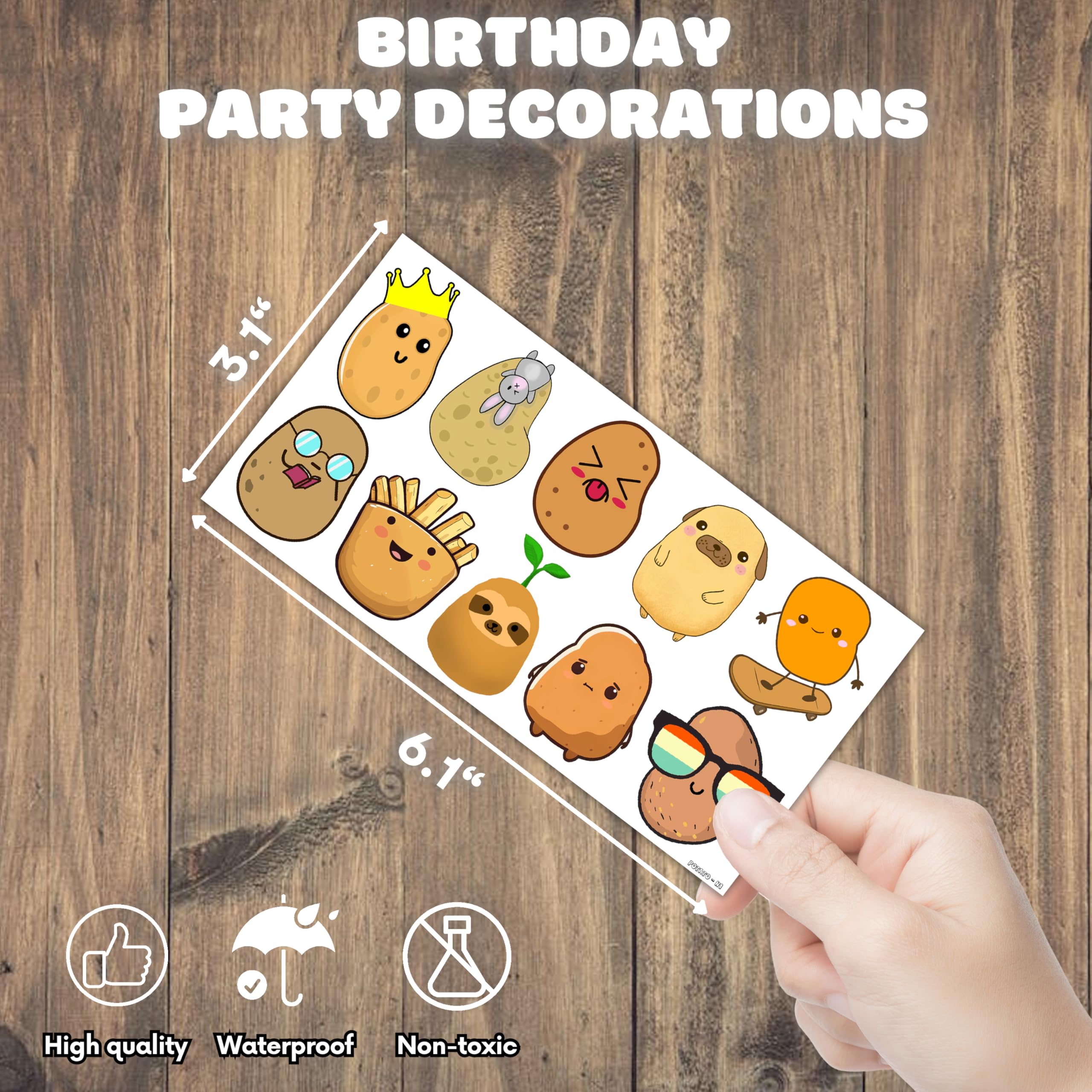 Sweet Potato Temporary Tattoos 82PCS - Fun Potato Theme Party Decorations, Birthday Favors & School Prizes - Cute Stickers for Boys Girls, Christmas Gifts, Carnival Supplies (8 Sheets) - Perfect for Halloween Costumes, Themed Parties & Classroom Rewards