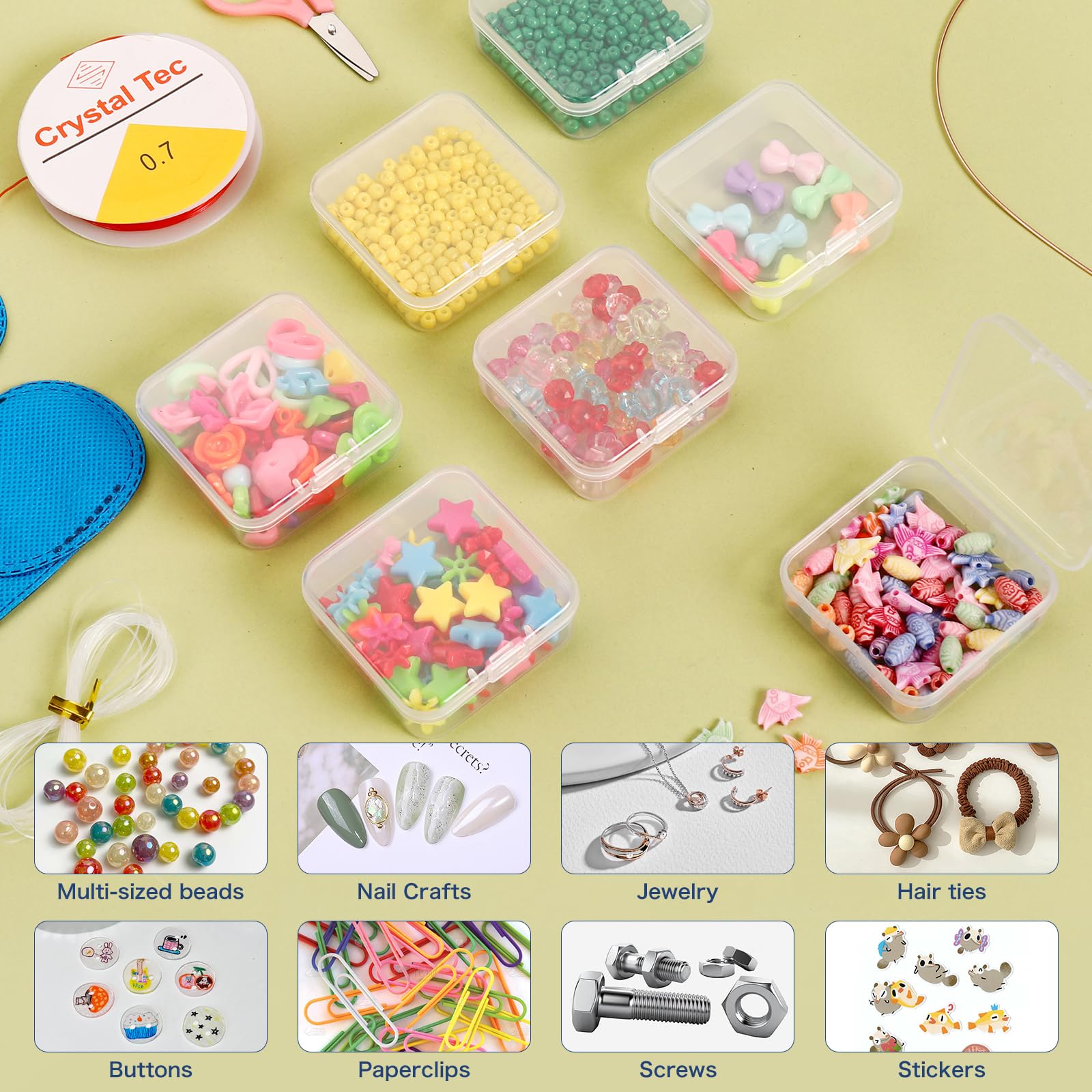 Stackable Bead Storage Containers - 30pc Transparent Organizer Box for Jewelry & Crafts