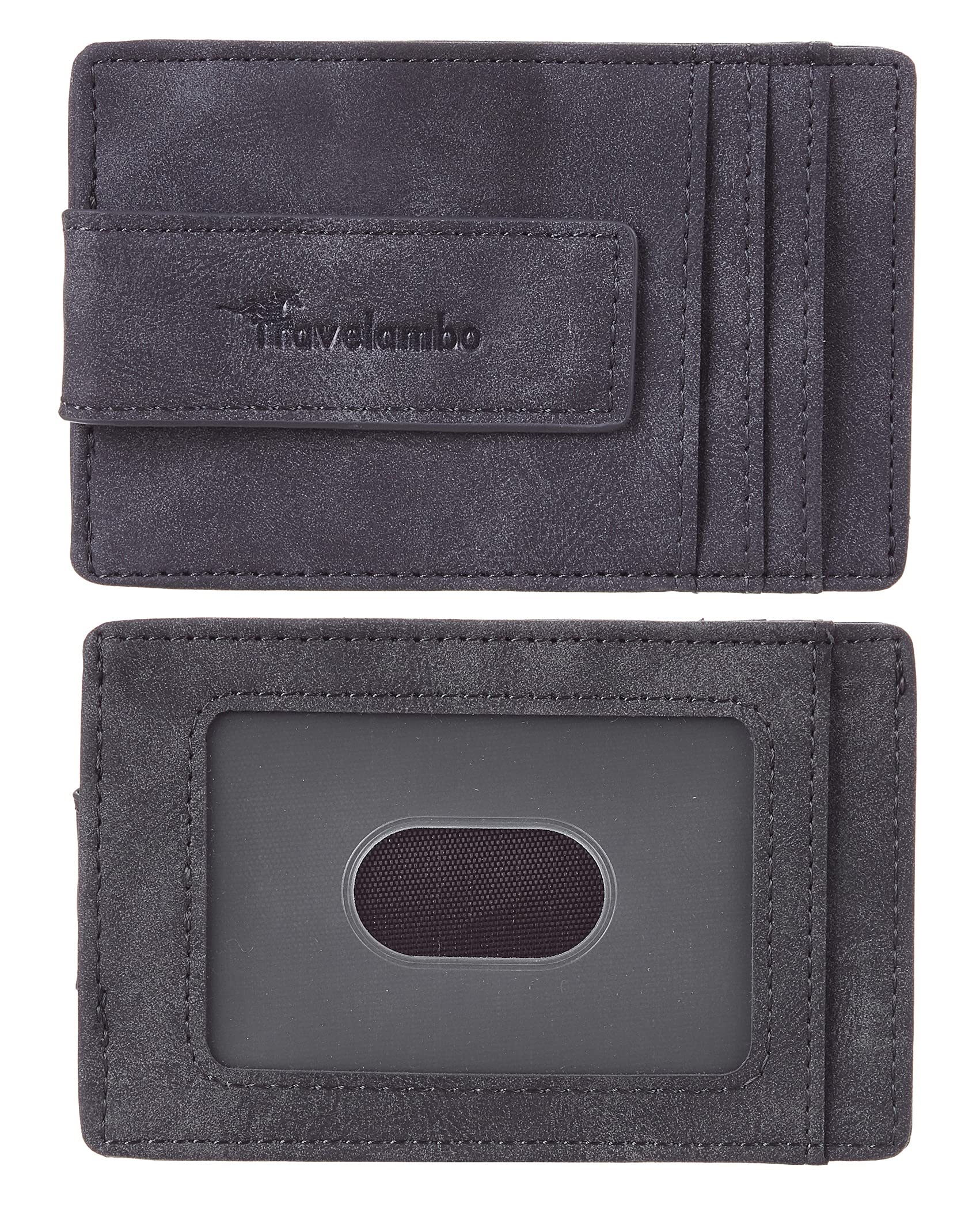 Travelambo Magnetic Front Pocket Wallet for Men - Slim Minimalist RFID Blocking Money Clip & Card Holder (Deep Grey) | Perfect for Travel, Business & Everyday Use