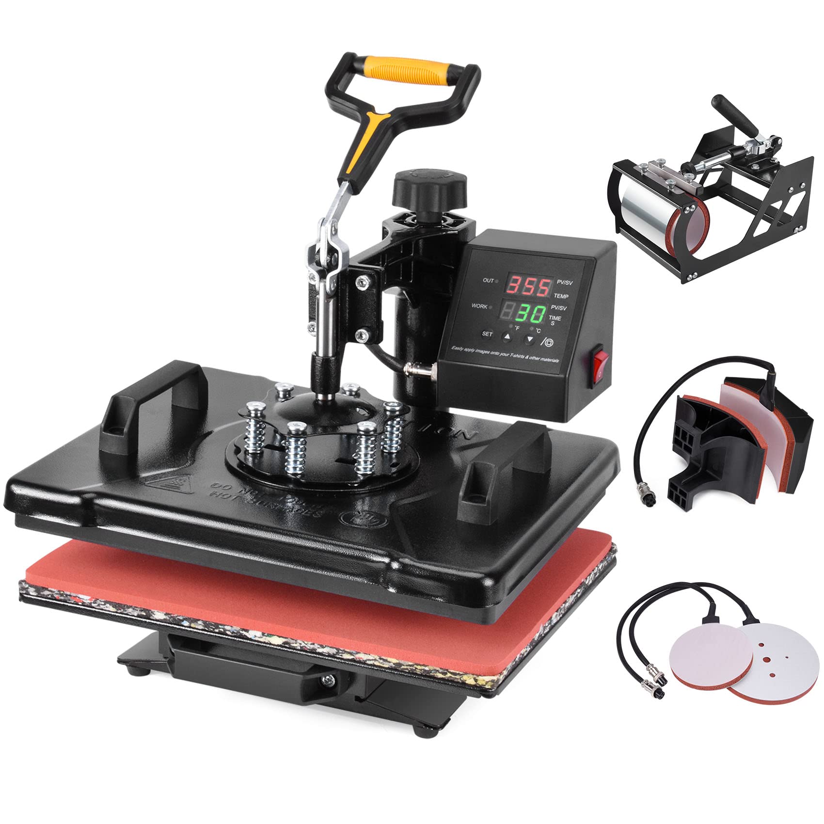 Seeutek Pro 5-in-1 Digital Heat Press Machine 12x15 inch - 360° Swing Away T-Shirt Press for Sublimation, Transfer Printing on Shirts, Mugs, Hats & Plates | Perfect for DIY Crafts, Small Business & Home Use