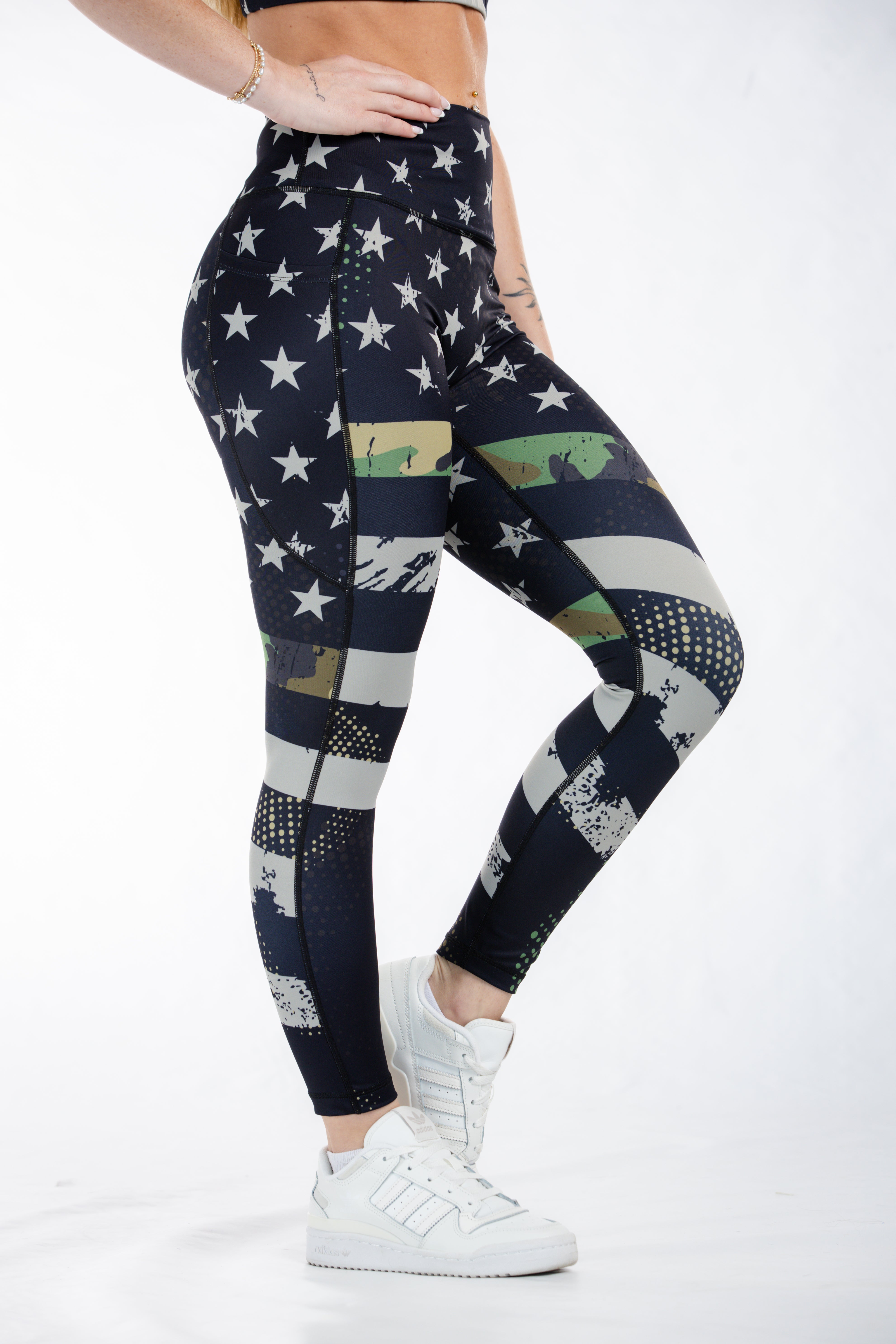 Empowered Camo Leggings for Women - High Waisted Yoga Pants with Pockets - Perfect for Workouts, Running & Casual Wear