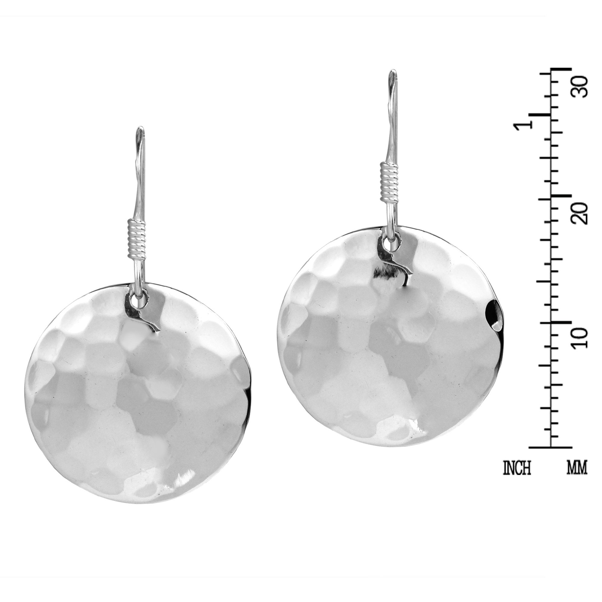 925 Sterling Silver Round Hammer Texture Dangle Earrings | Vintage Boho Dangling Earrings for Women | Perfect for Bohemian Style, Festivals & Everyday Wear