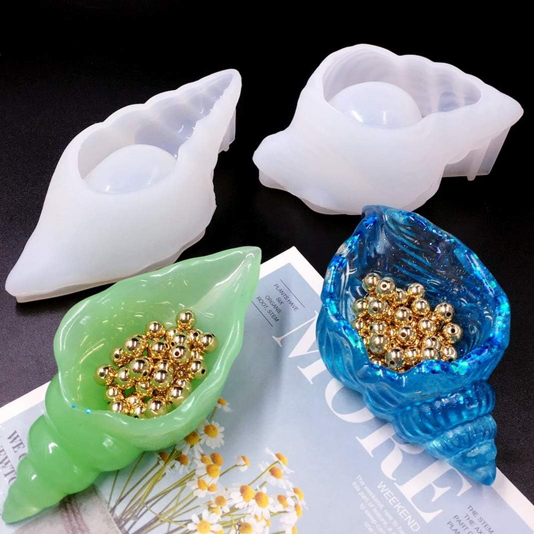 Premium 2-Piece Conch Shell Resin Molds for Jewelry & DIY Crafts - Epoxy Casting Silicone Molds for Makeup Sponge Storage, Home Decor, and Creative Projects (Conch Design) - Perfect for Beach-Themed Decor, Gift Making, and Artisan Jewelry Crafting