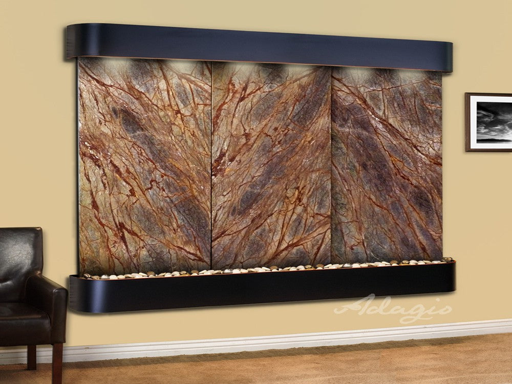 Adagio Solitude River Round Blackened Copper Brown Marble Coffee Table - SRR1506 | Modern Living Room Furniture, Perfect for Home Decor & Lounge Areas