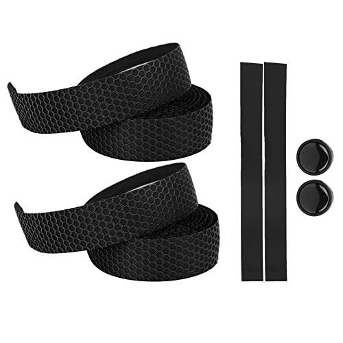 Premium Bike Handlebar Tape with Sponge Grip & Anti-Skid Design - Includes Bar End Plugs - Durable Cycling Accessory for Road & Mountain Bikes (Black) - Perfect for Commuting, Racing & Long-Distance Cycling