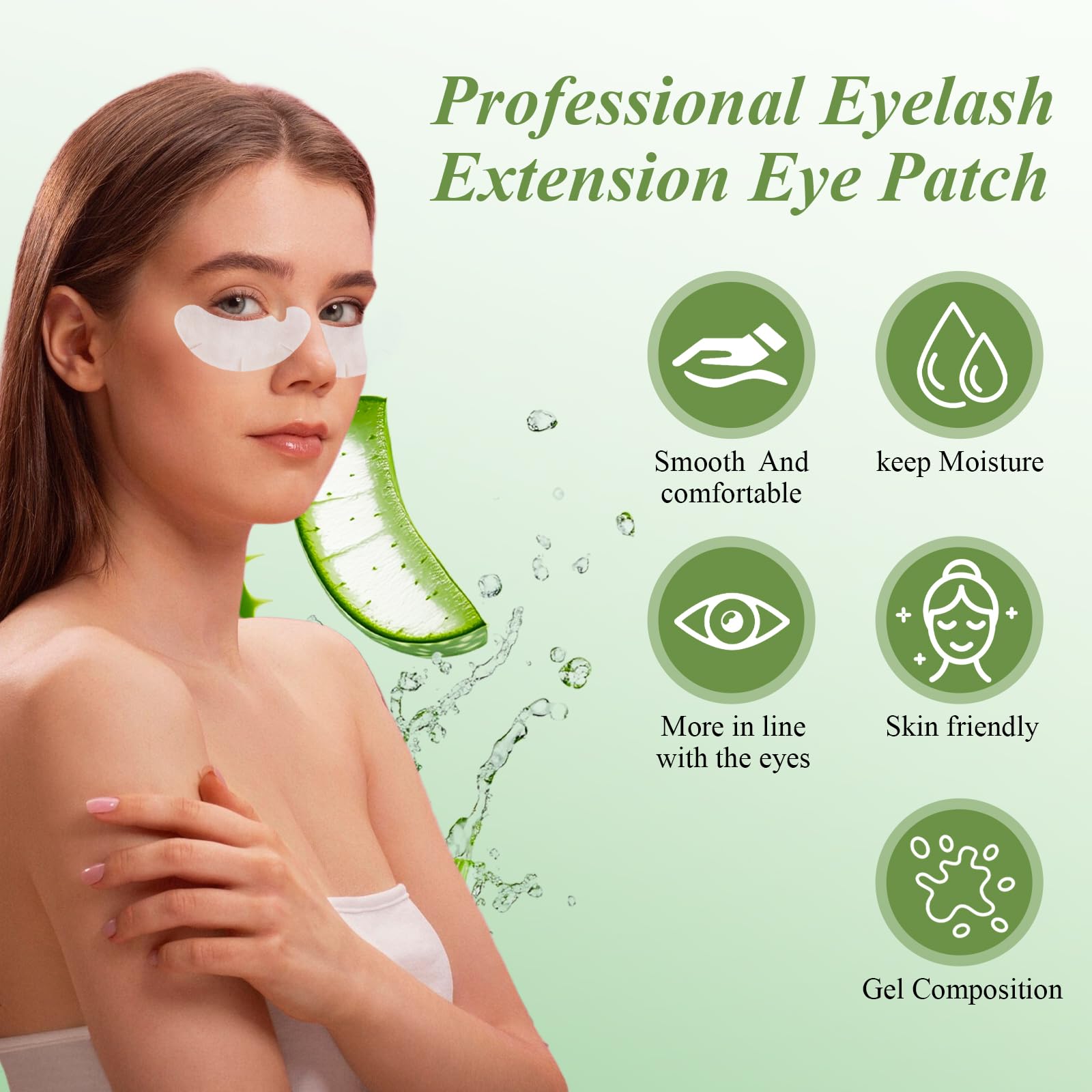 Fenshine 100 Pairs Hydrogel Eye Patches for Eyelash Extensions - Lint Free Under Eye Gel Pads, Professional Lash Extension Supplies for Salon & Home Use